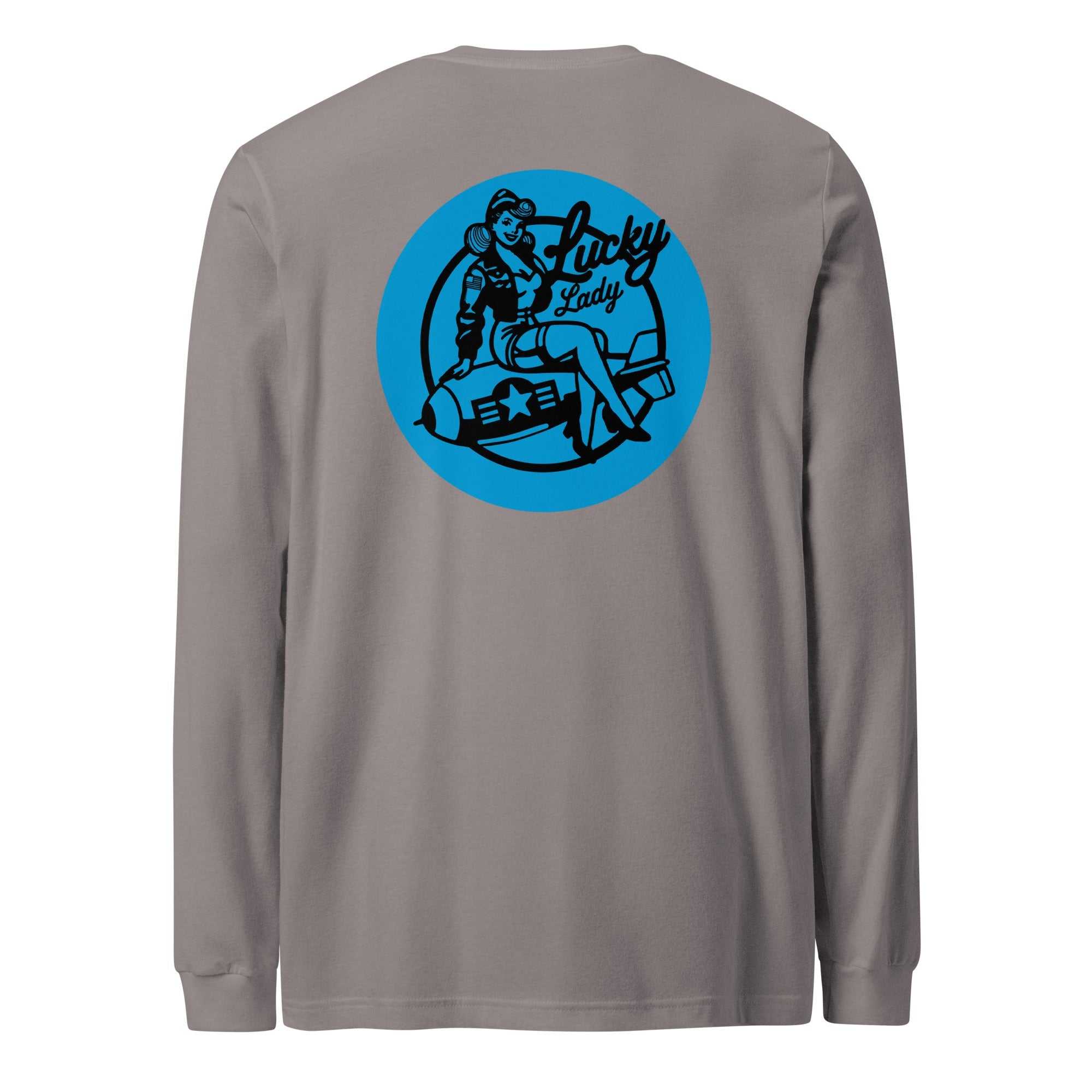 Lucky Lady Front Logo & Large Back Unisex Long Sleeve Tee - Prop and Piston