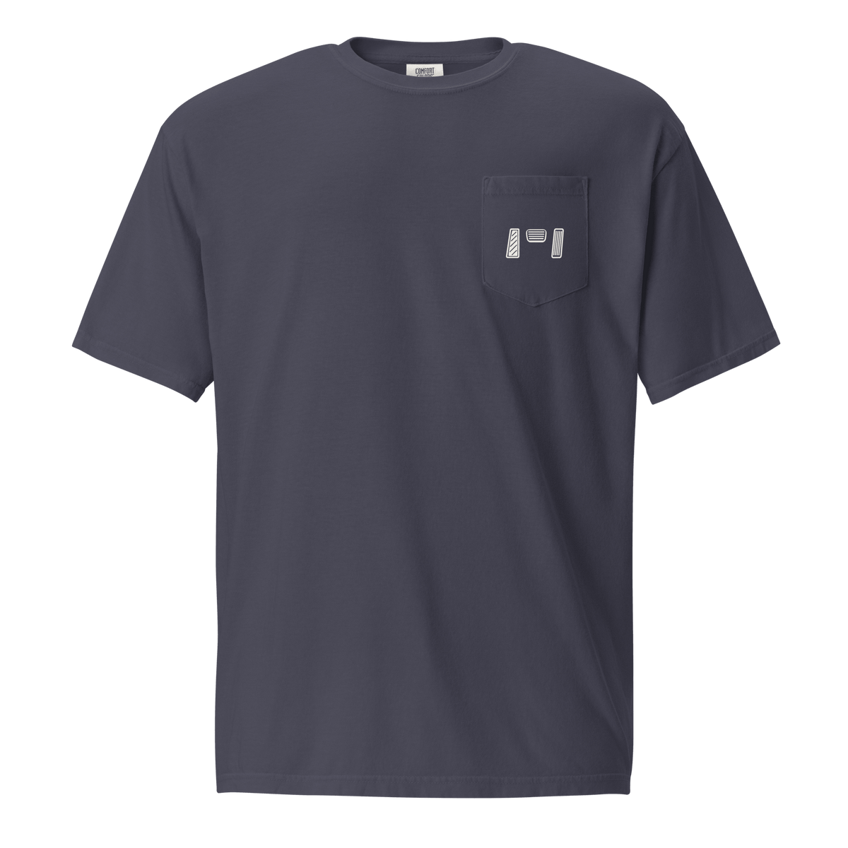 Manual transmission t-shirt featuring a pocket detail, made of 100% ring-spun cotton for a relaxed look.