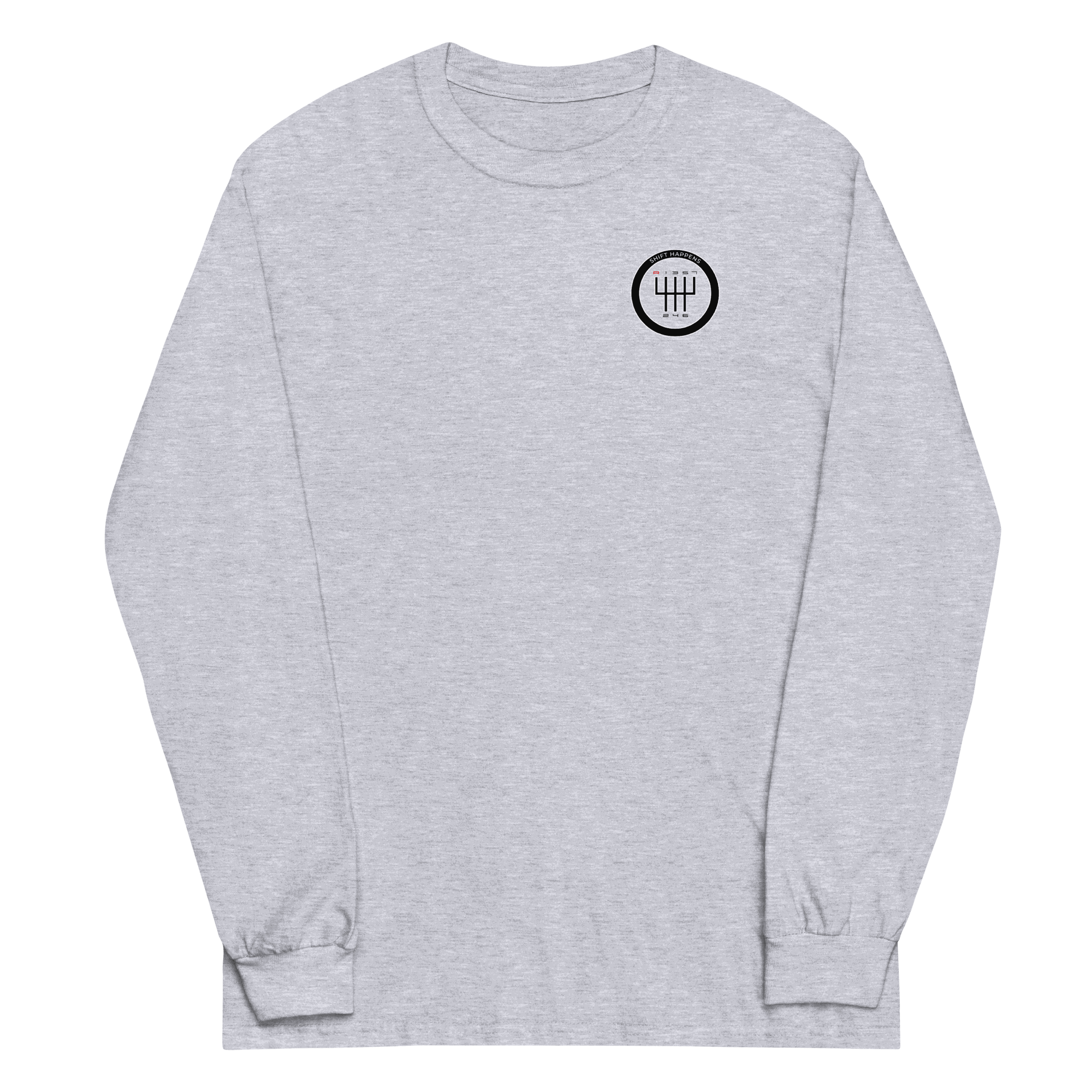 Shift Happens Long Sleeve T-Shirt made of 100% cotton with classic fit and ribbed cuffs for men
