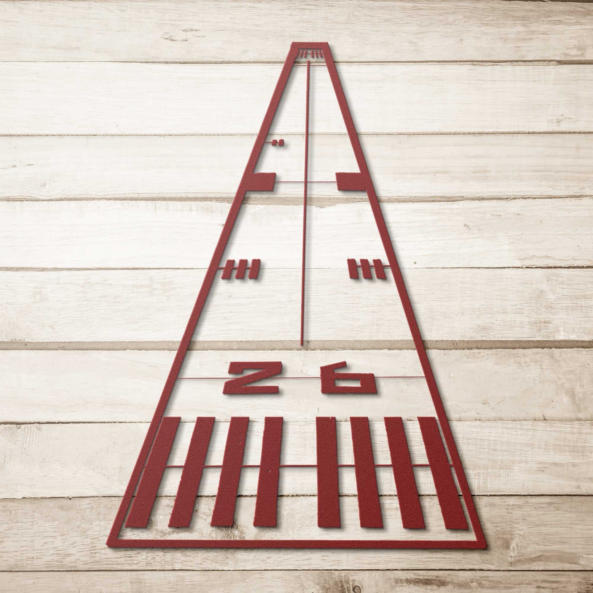 Metal Wall Art Runway airplane sign in red metal for aviation decor