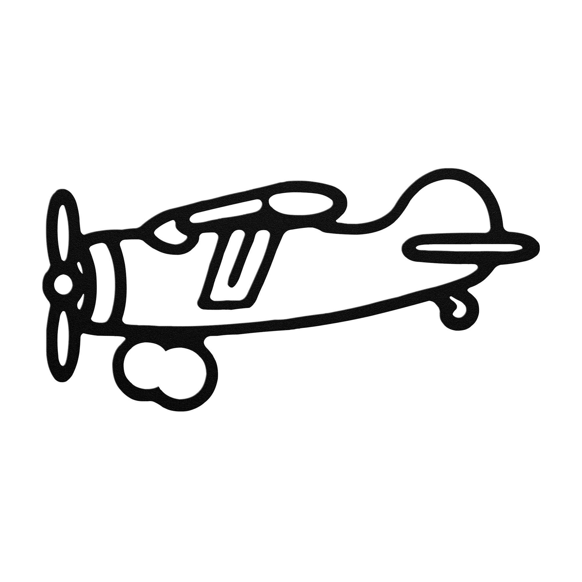Vintage airplane metal wall art in a fun, minimalist design featuring a classic aircraft silhouette.