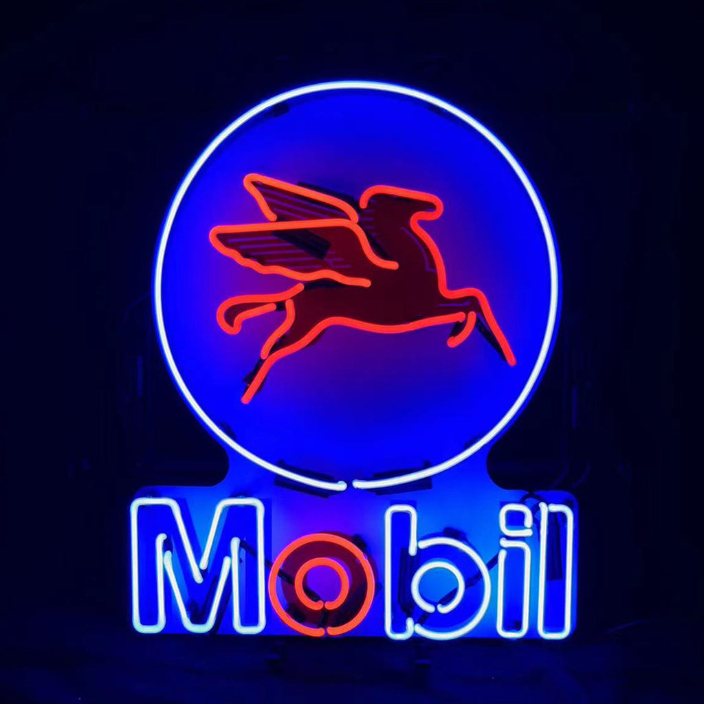 Mobil Gas Oil Flying Horse Neon Signs Light - Prop and Piston