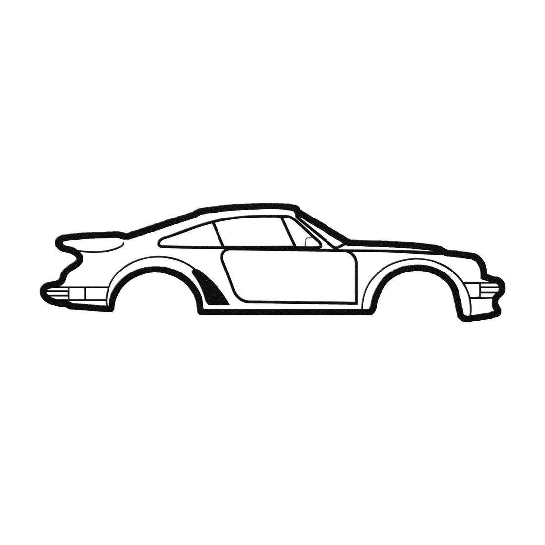 Metal wall art silhouette of a classic car made from 18 gauge steel in black finish