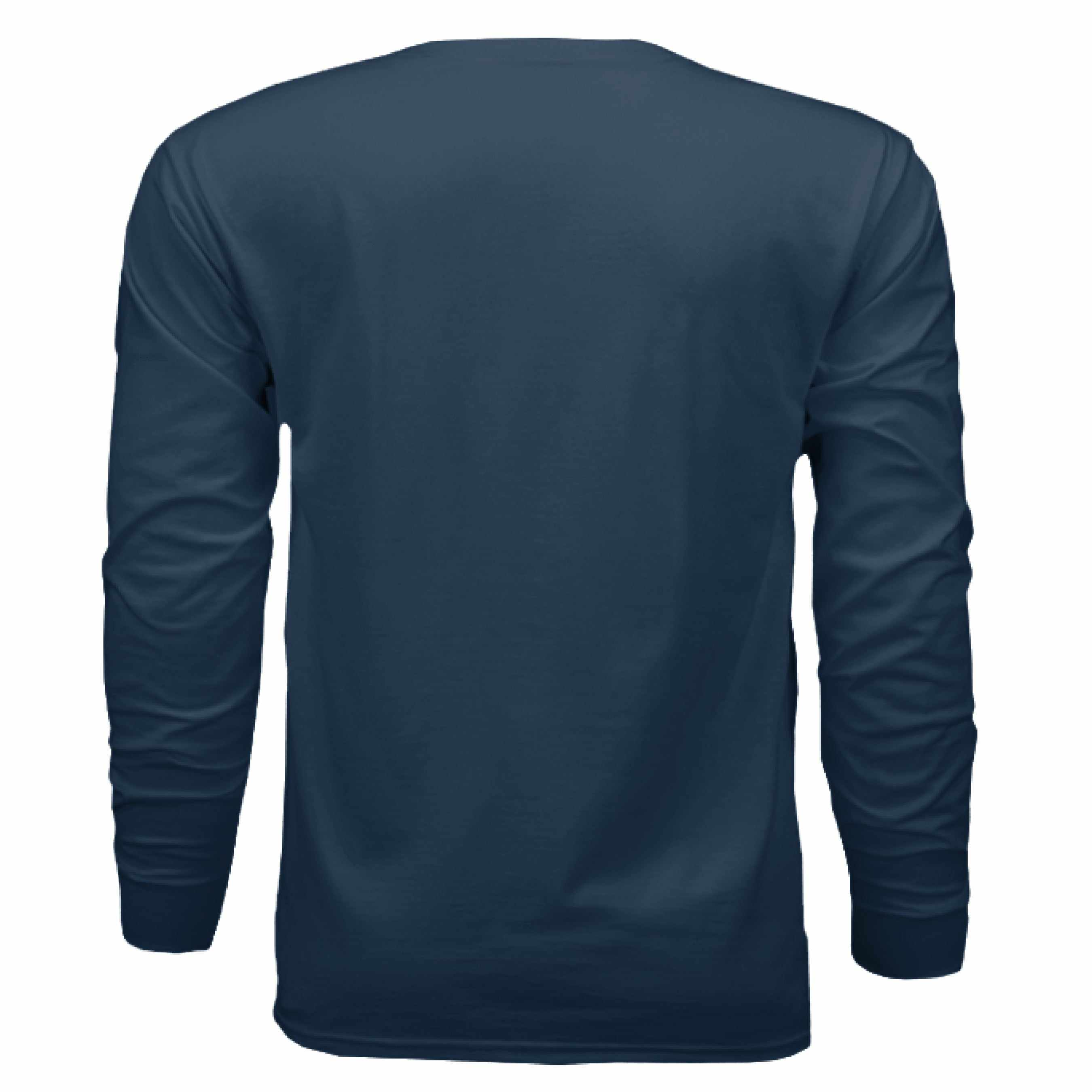 Flight academy long sleeve t-shirt in navy blue with ribbed cuffs and fitted shape, made from 100% combed cotton