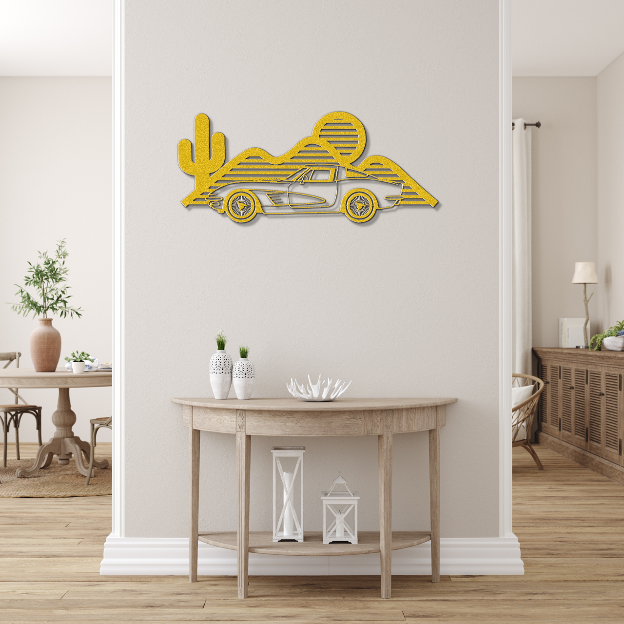 Custom Corvette Silhouette Metal Art – Personalized Corvette Wall Decor, LED-Ready, Powder-Coated Steel, Car Lover Gift
