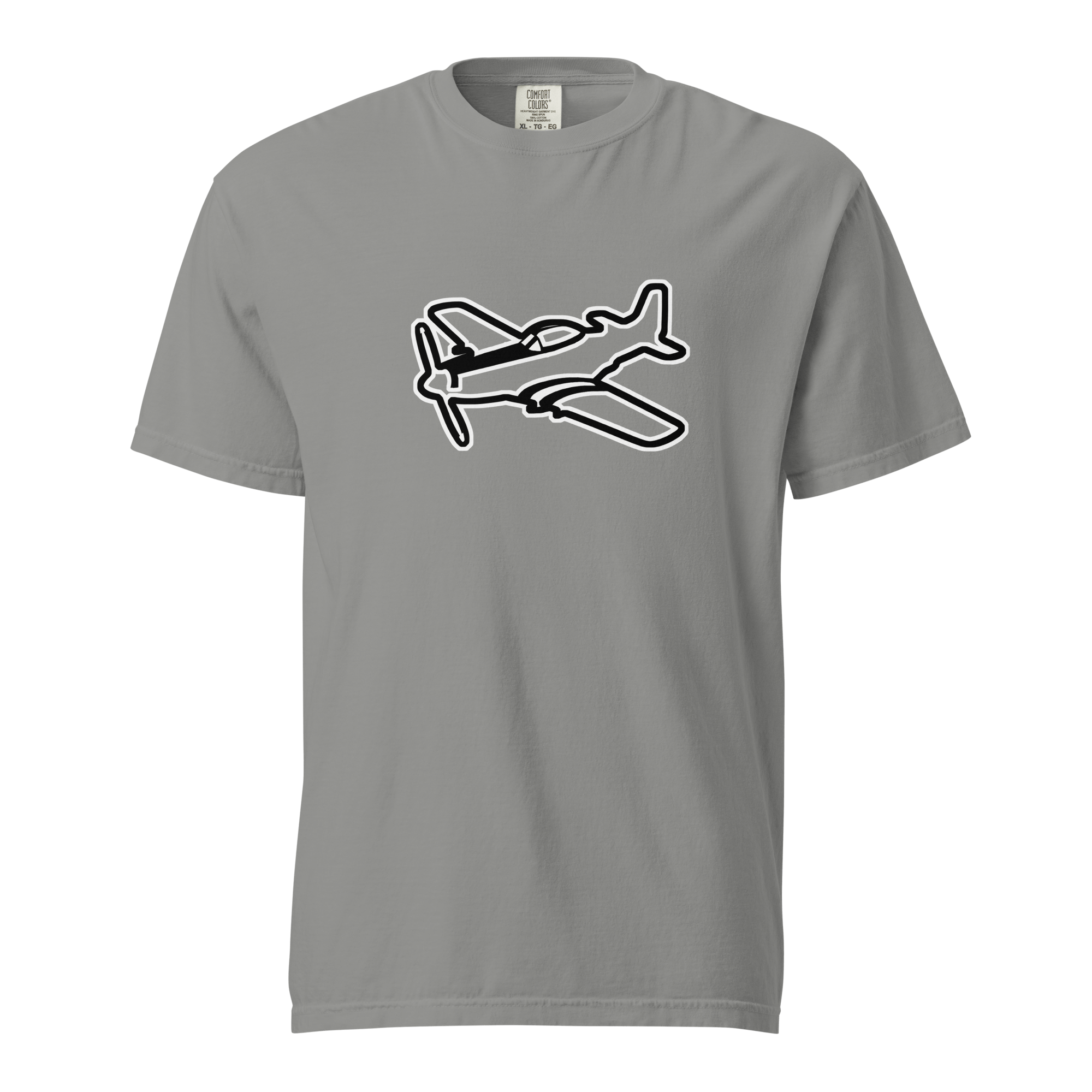 Unisex P51 Black and White aircraft graphic tee in heavyweight ring-spun cotton with relaxed fit and durable stitching