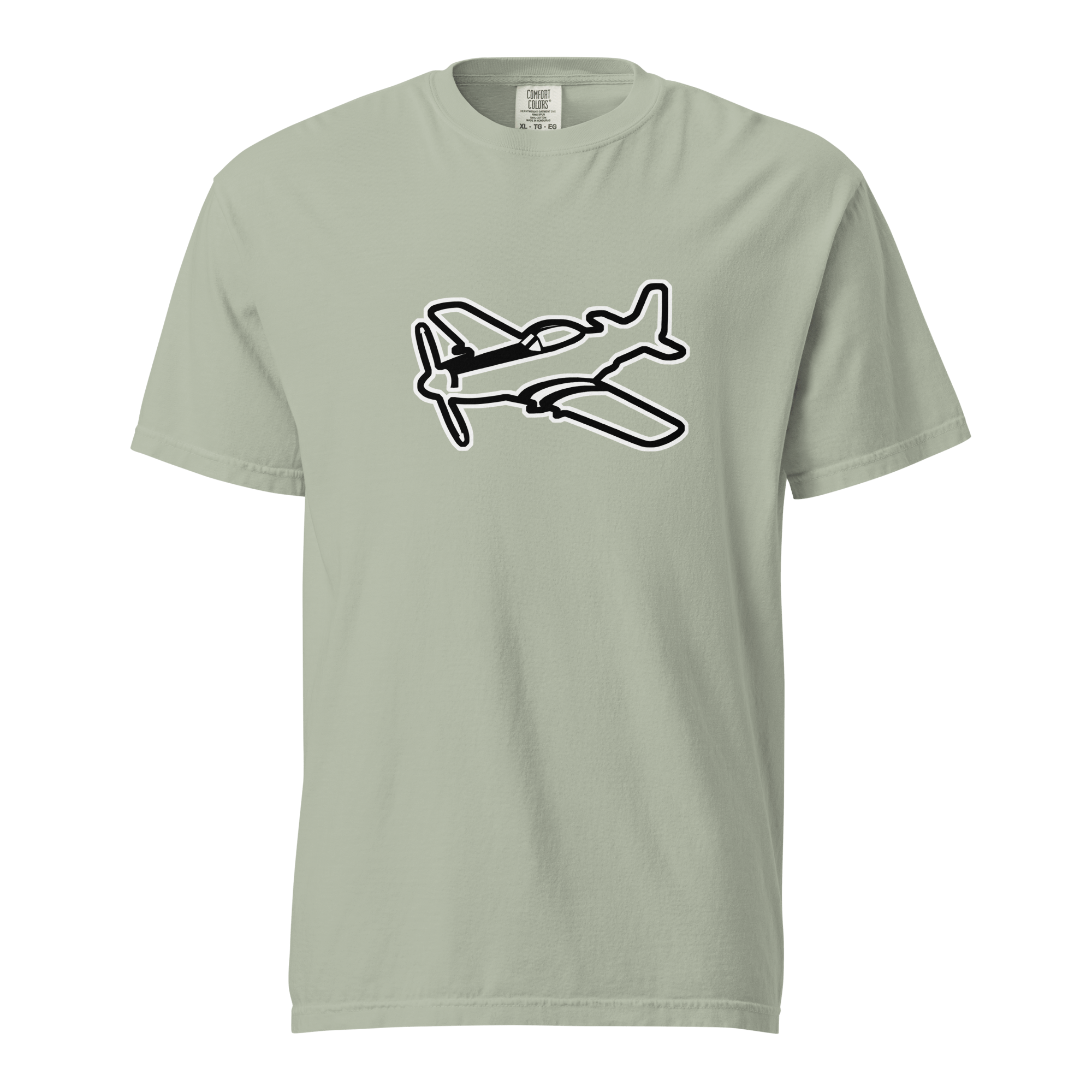 P51 Black and White unisex heavyweight cotton t-shirt with airplane graphic and relaxed fit