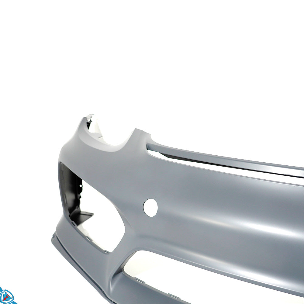 White Porsche Cayman with GT4 style front bumper conversion and LED DRLs