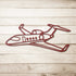 Elegant metal sign in red shaped like a private jet wall decor