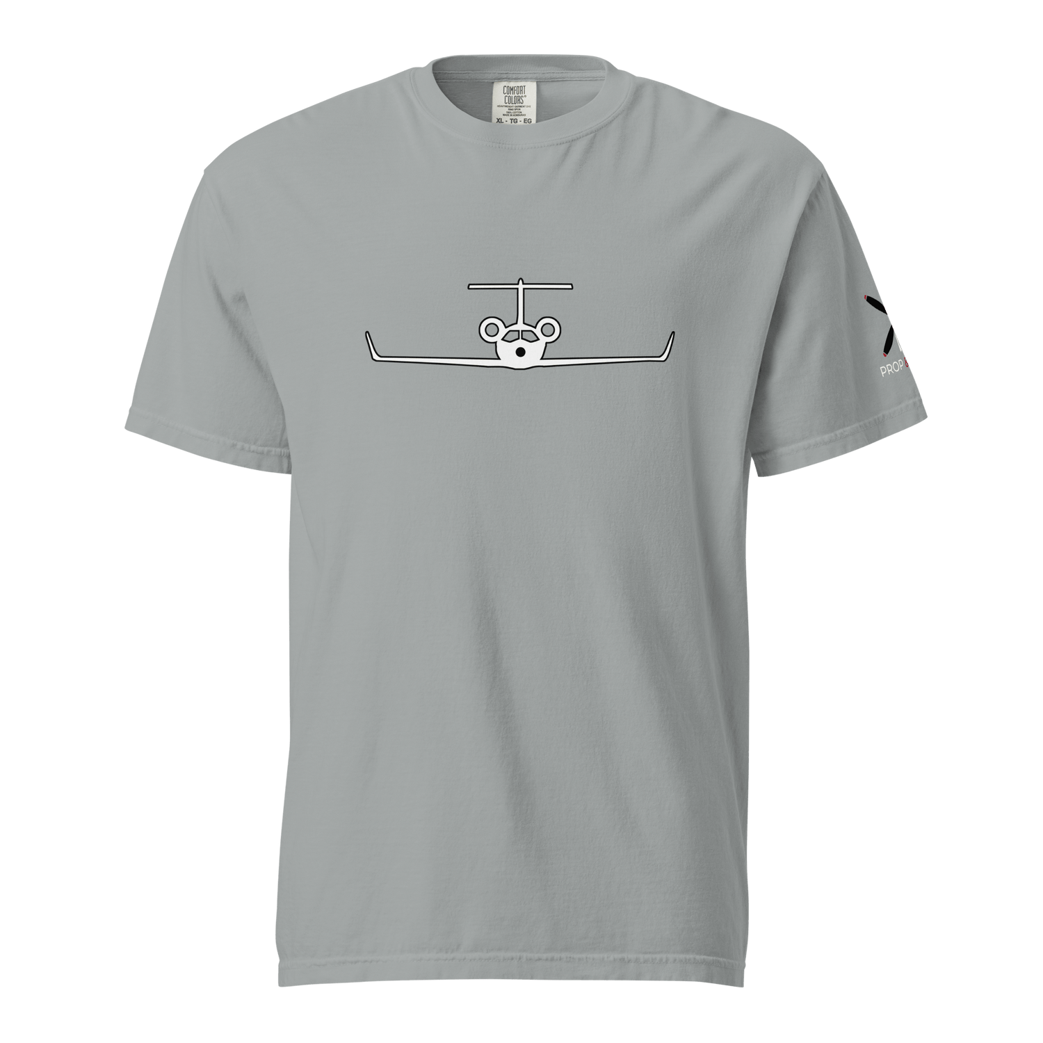 Grey Private Jet graphic unisex heavyweight cotton t-shirt, breathable and durable