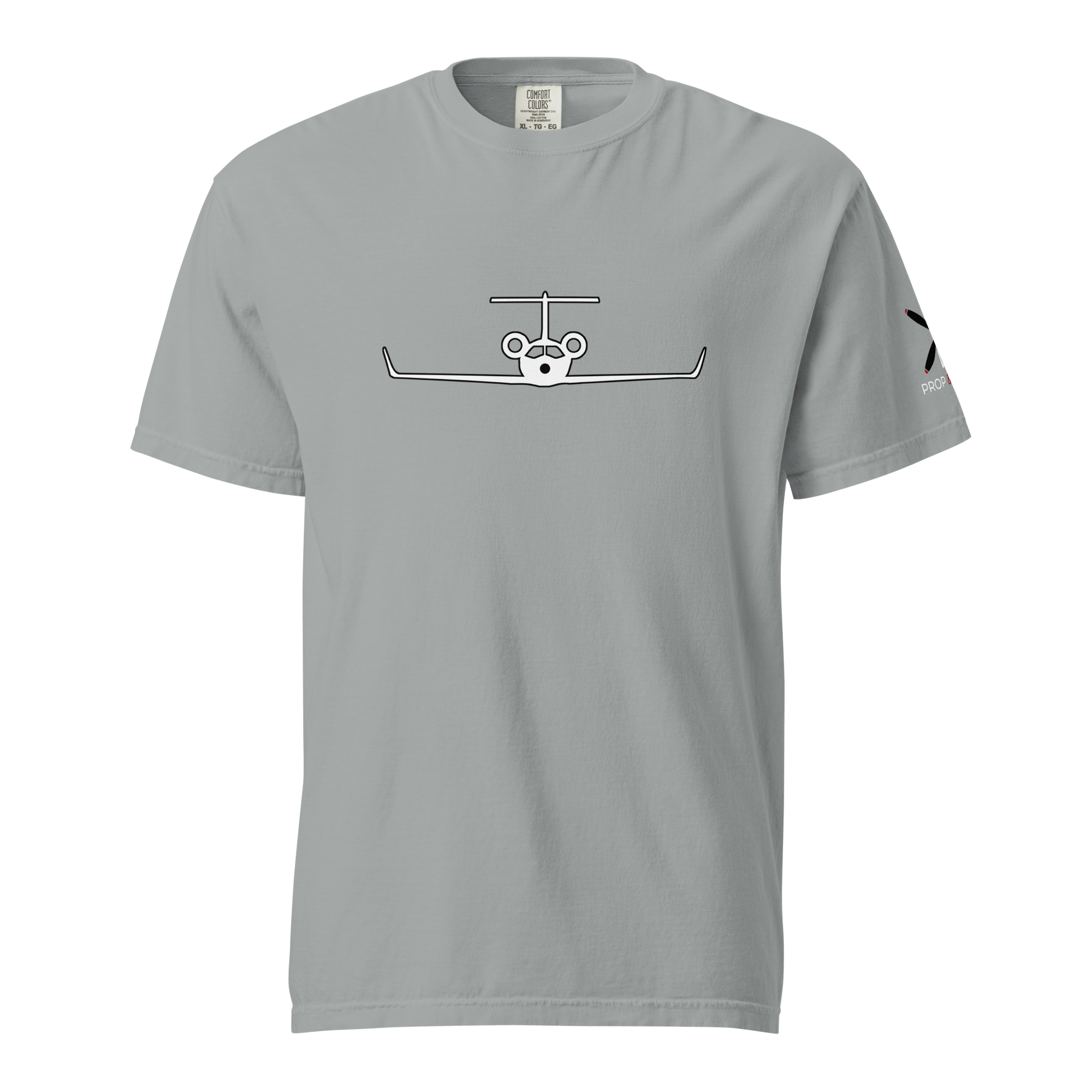 Grey Private Jet graphic unisex heavyweight cotton t-shirt, breathable and durable