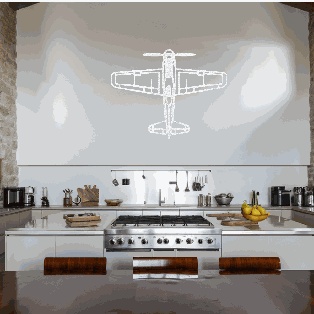 retro airplane metal art wall decor above kitchen stove