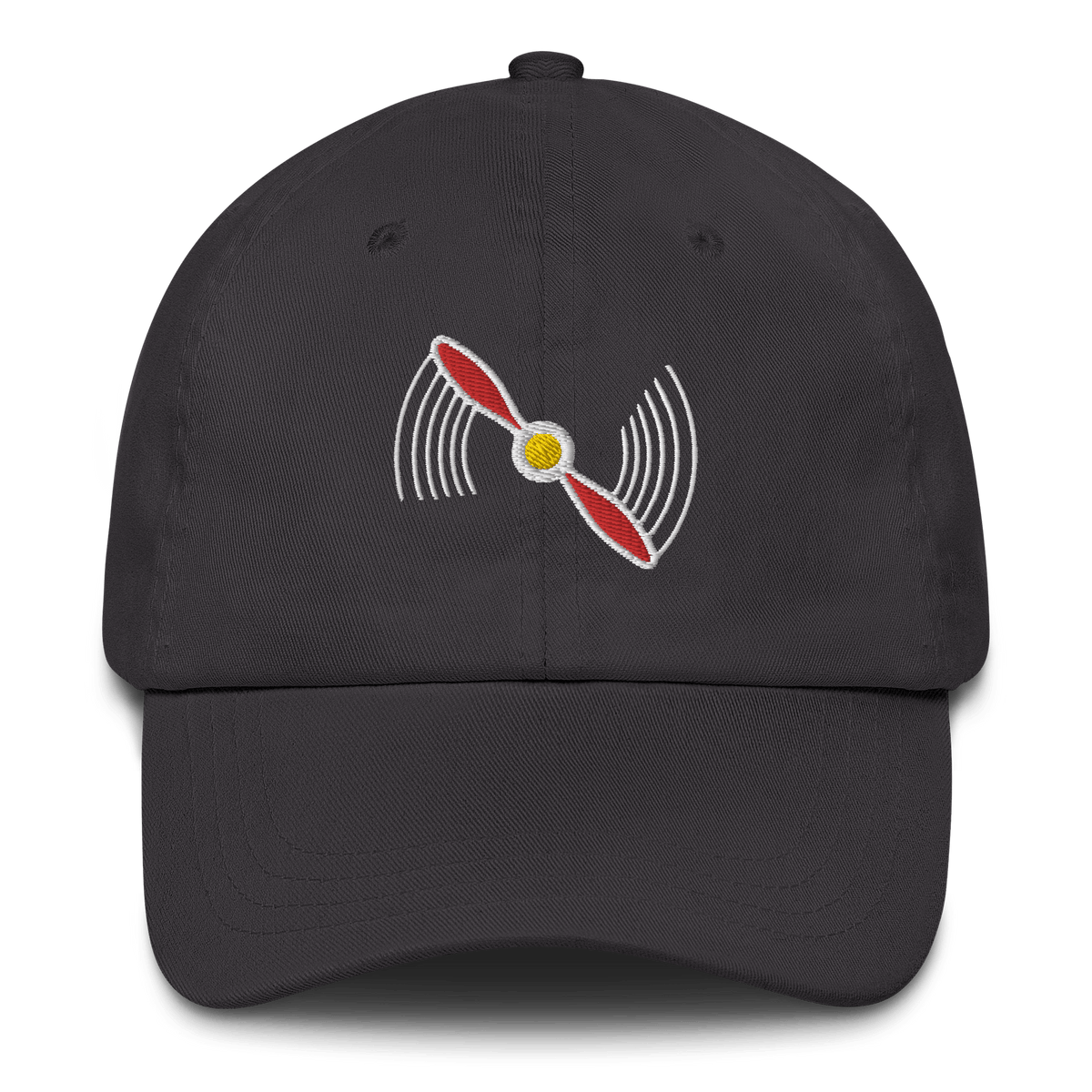 Low-profile aviation hat with embroidered eyelets and adjustable buckle strap in chino cotton twill