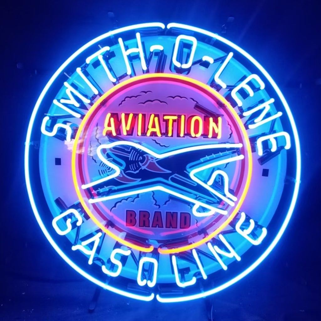 Blue Smith-o-lene Gasoline Aviation Brand Neon Signs Light - Prop and Piston