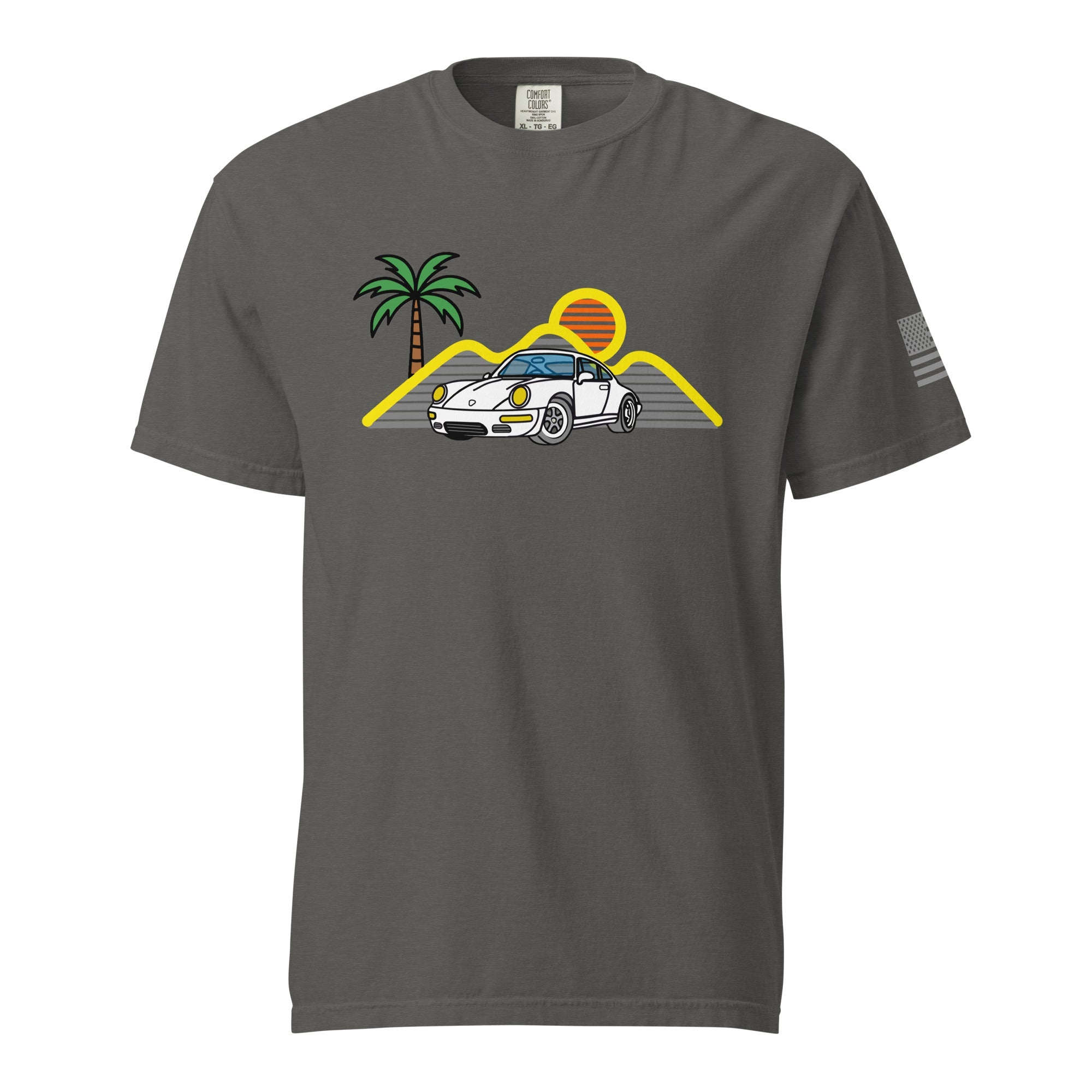 Sports Car Sunset Palm Tree T-Shirt - Prop and Piston