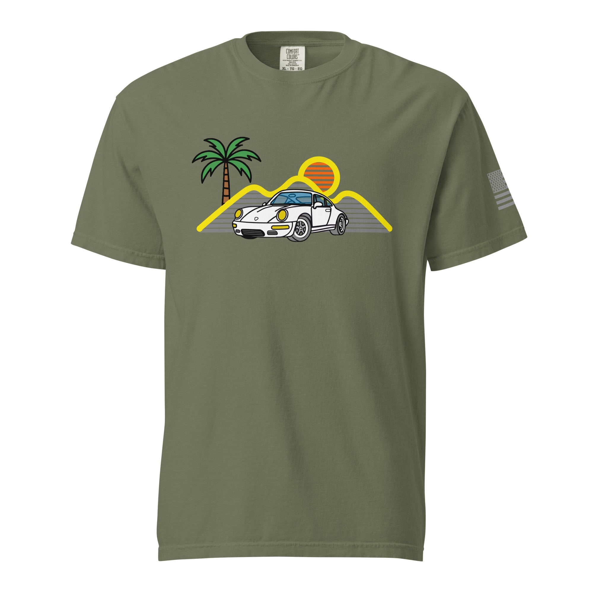 Sports Car Sunset Palm Tree T-Shirt - Prop and Piston