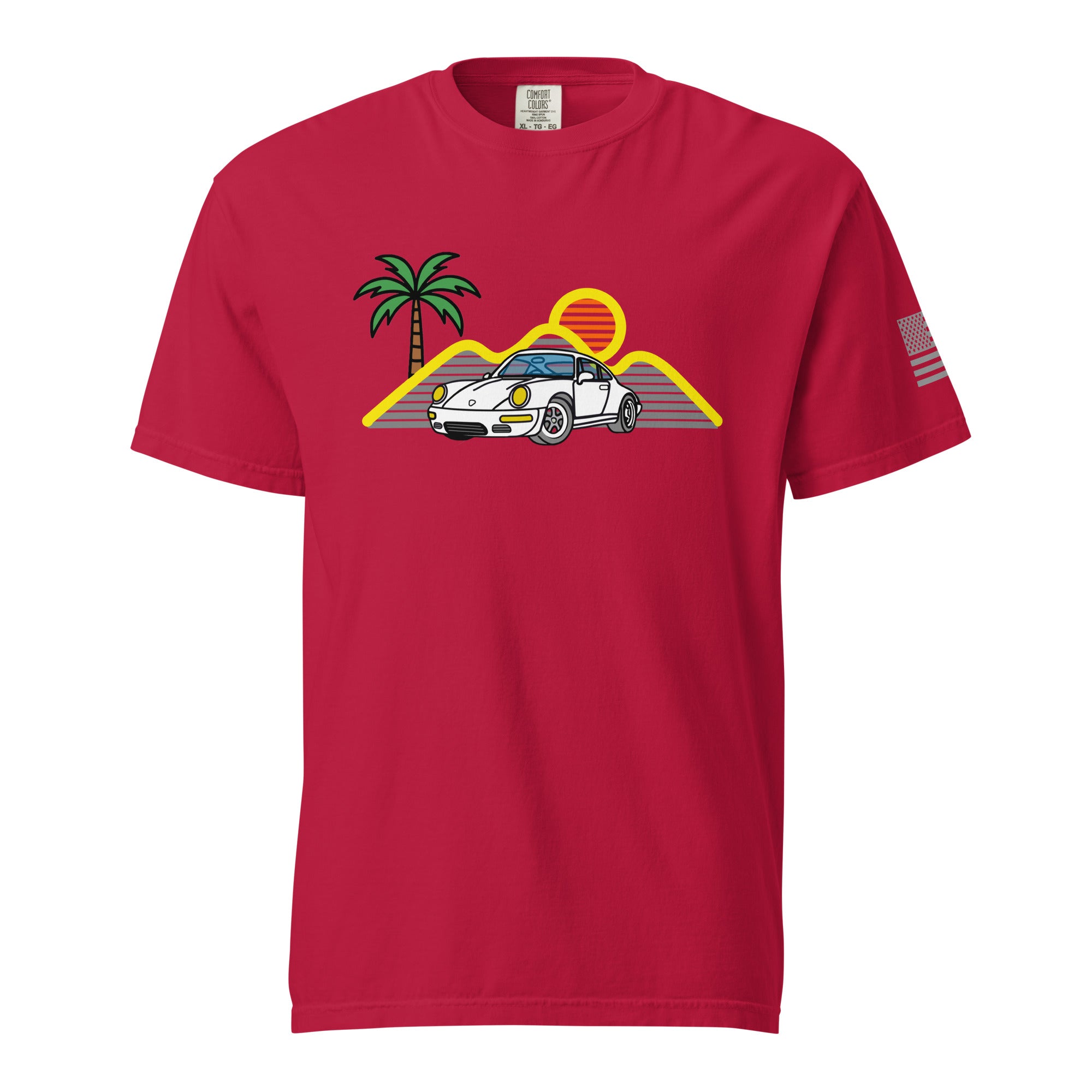 Sports Car Sunset Palm Tree T-Shirt - Prop and Piston