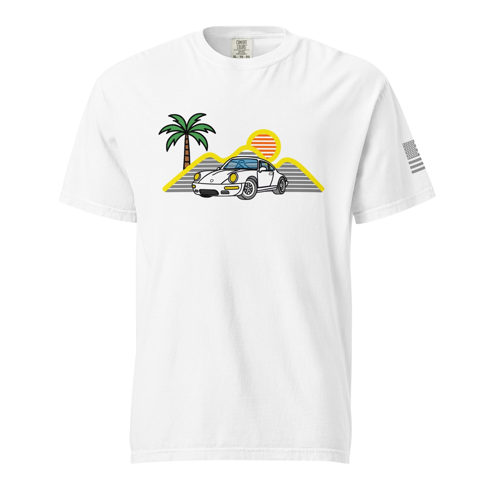 Sports Car Sunset Palm Tree T-Shirt - Prop and Piston