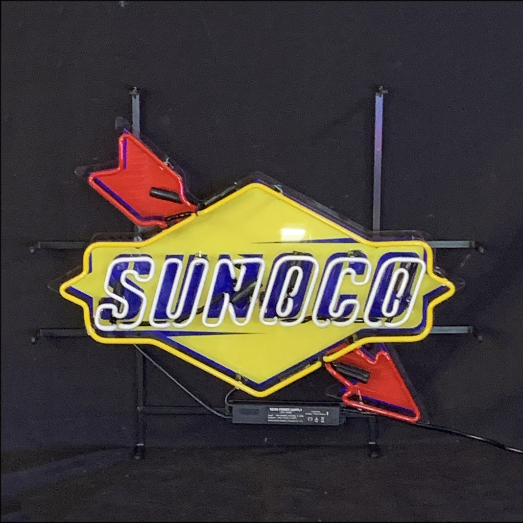 Sunoco Gasoline Company Logo Neon Signs - Prop and Piston