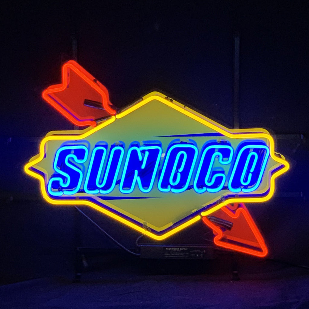 Sunoco Gasoline Company Logo Neon Signs - Prop and Piston