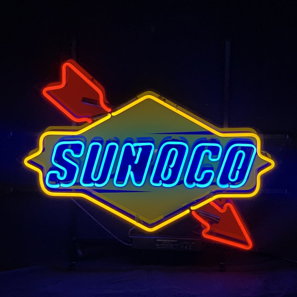 Sunoco Gasoline Company Logo Neon Signs - Prop and Piston