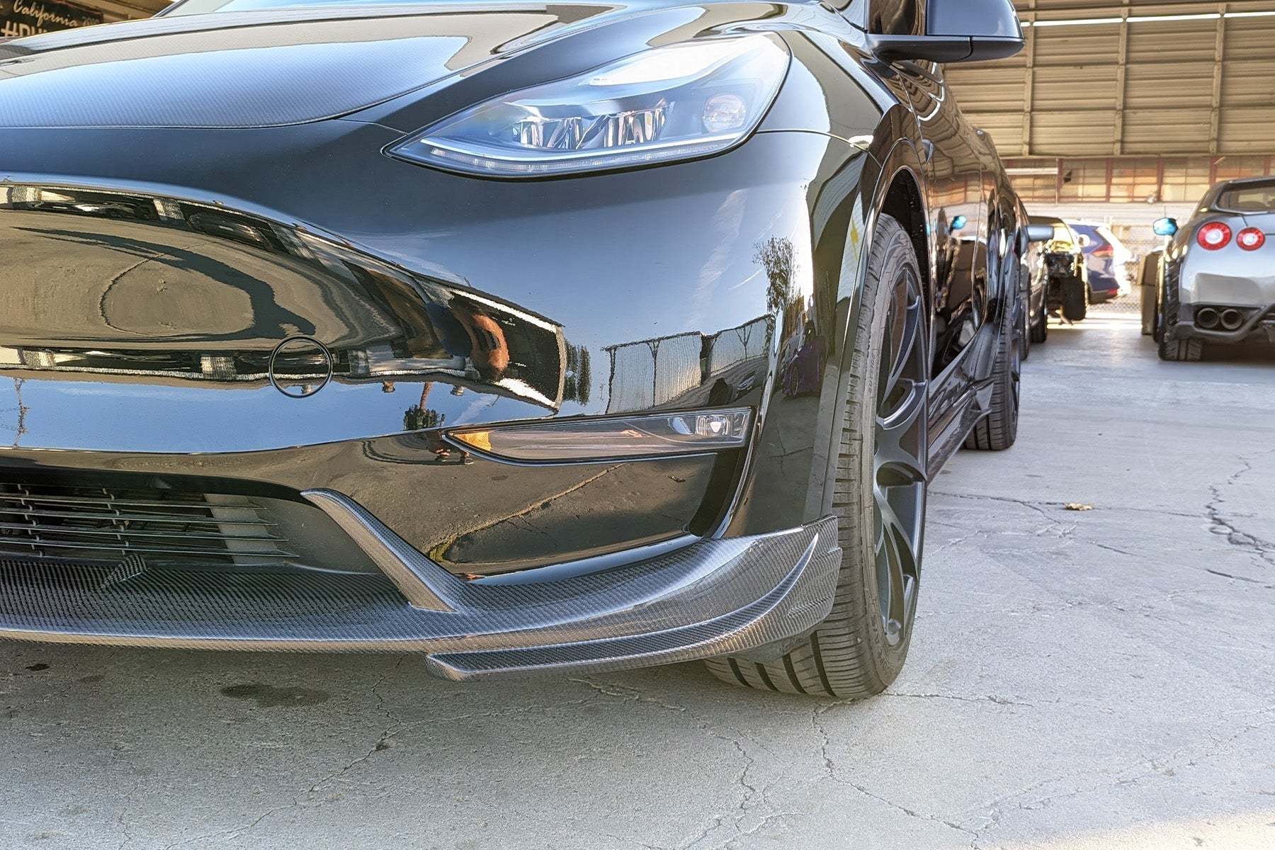 Tesla Model Y Genuine Carbon Fiber SHX Front Lip | FYBR Aerodynamics - Prop and Piston