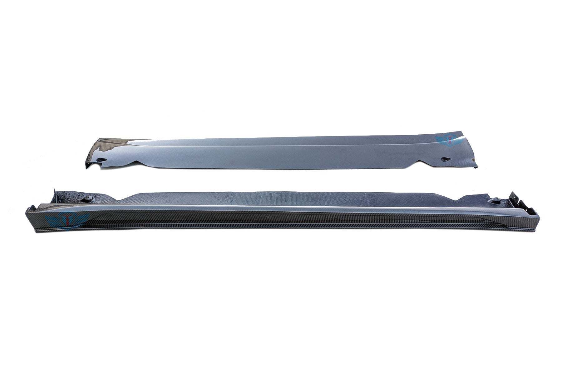 Tesla Model Y Genuine Carbon Fiber SHX Full Replacement Side Skirts | FYBR Aerodynamics - Prop and Piston