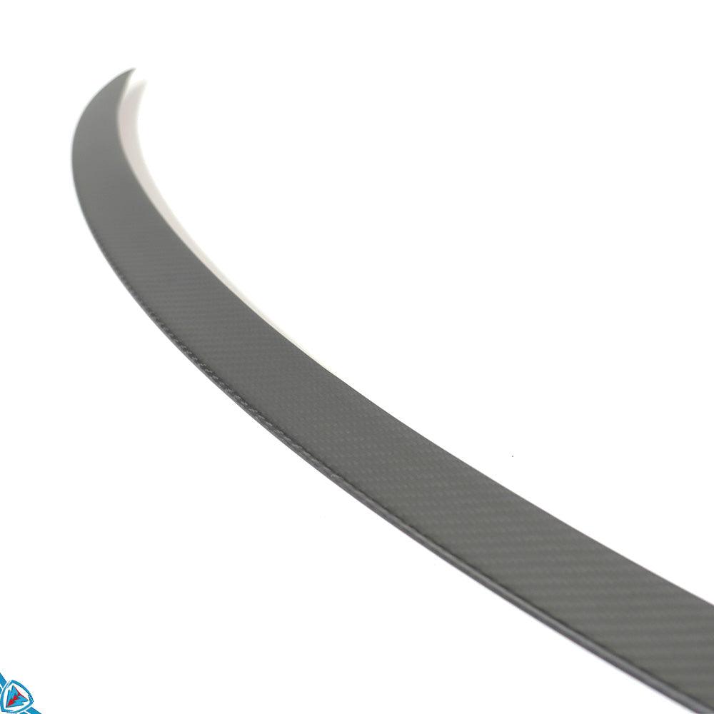 White Tesla Model Y with FYBR performance style dry carbon fiber trunk spoiler