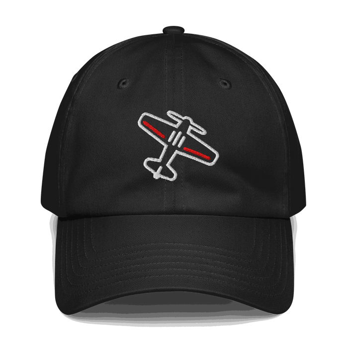 airplane silhouette baseball cap Black adjustable aviation pilot hat with embroidered airplane design