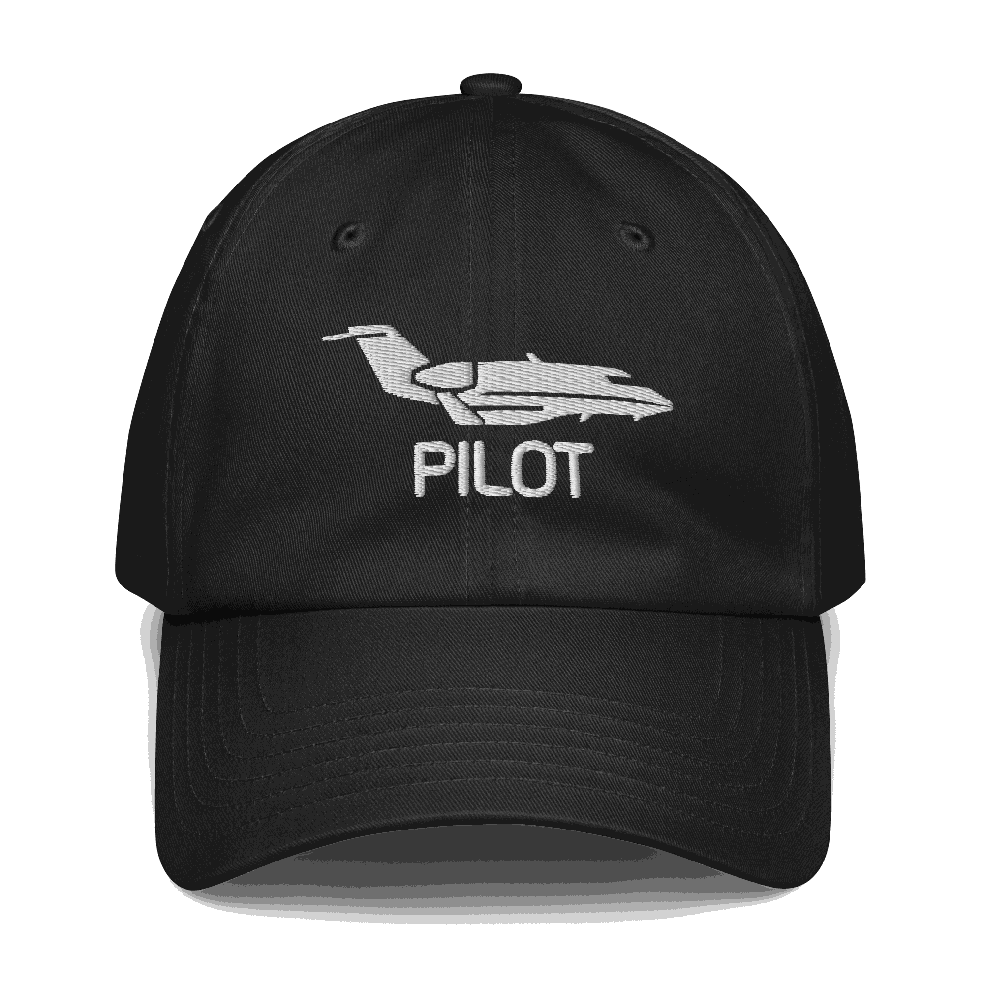 Adjustable aviation pilot hat with embroidered logo, six-panel cotton twill cap in grey or white