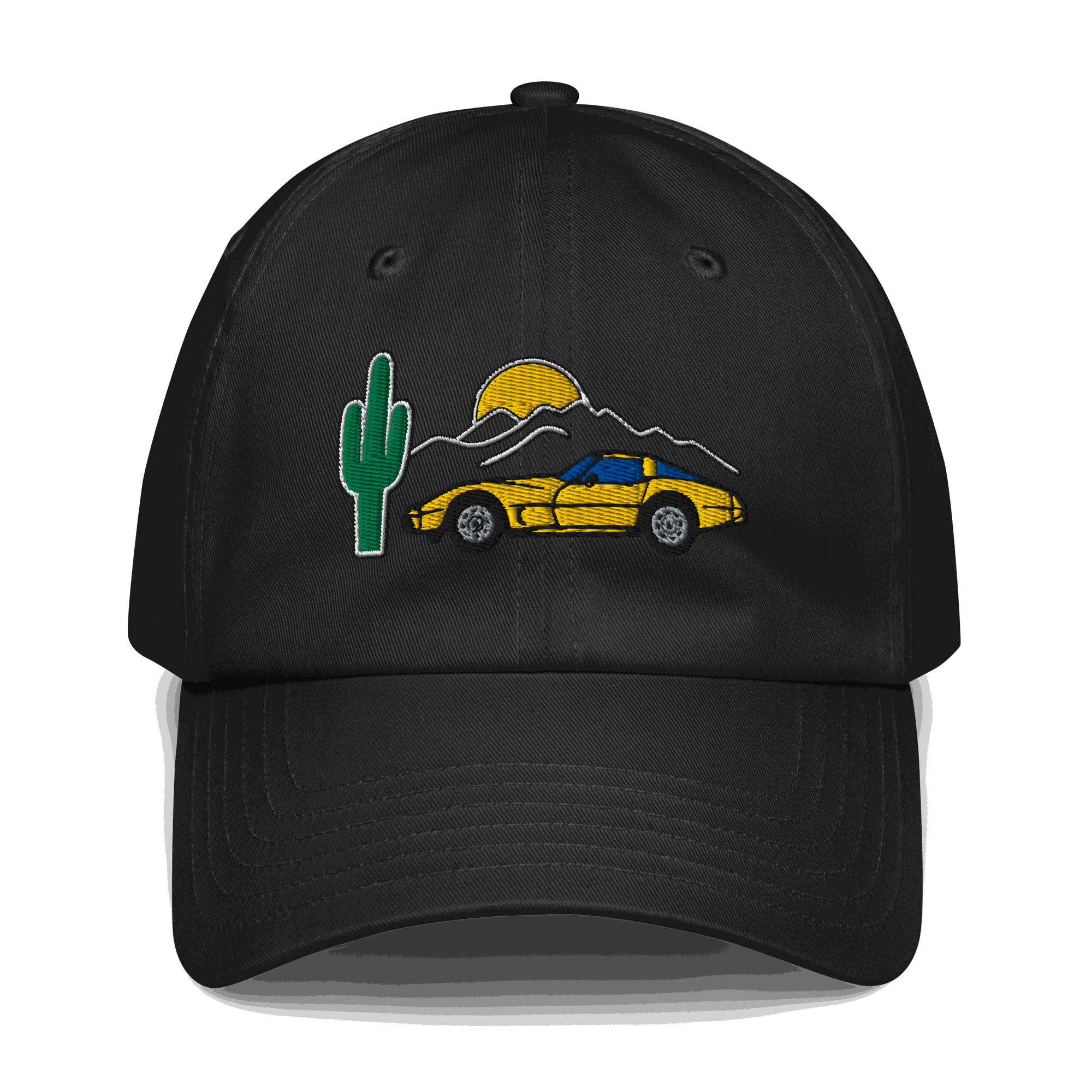 Corvette Sunset Cap C1 Emblem Embroidered Automotive Hat Yellow