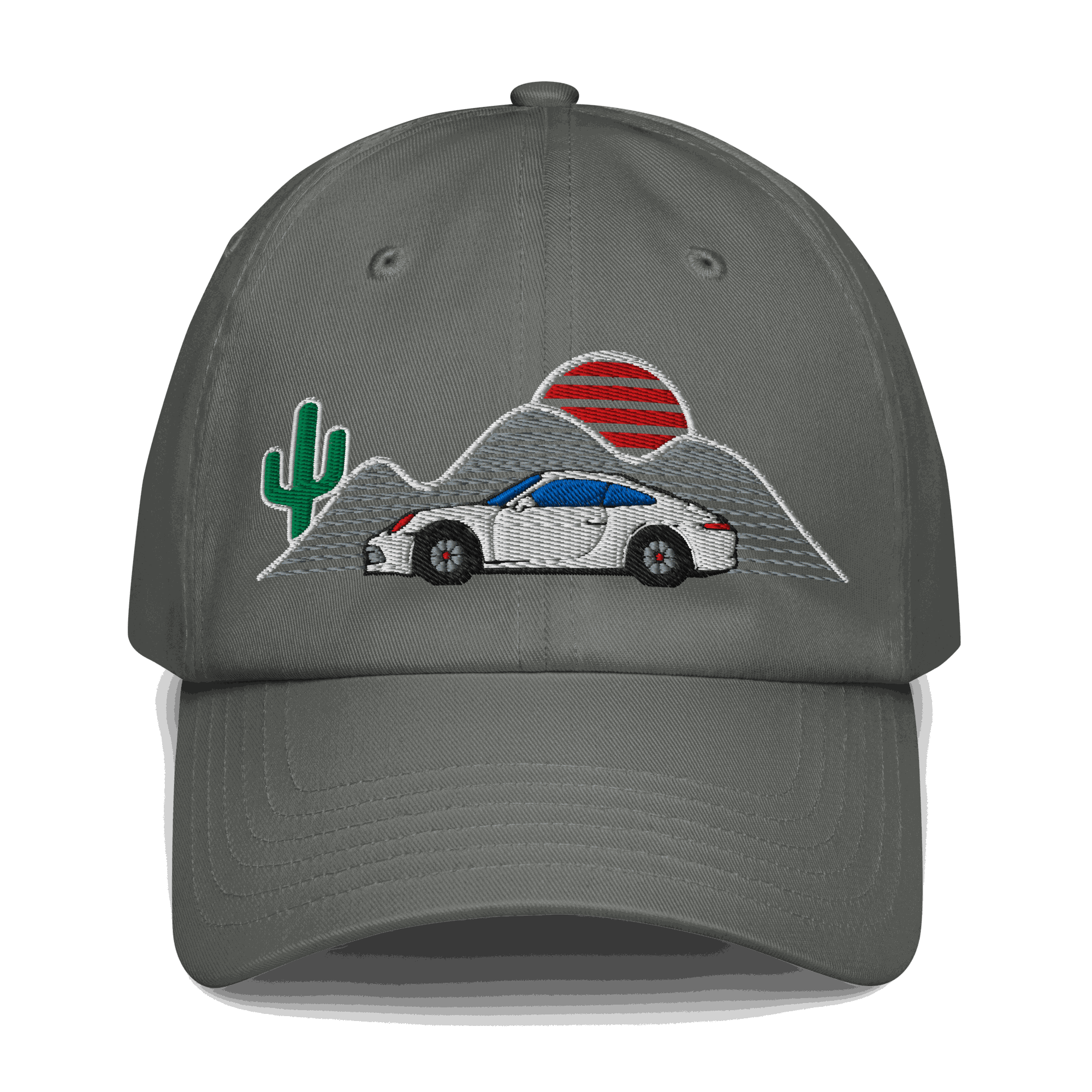 Retro classic car sunset baseball hat Retro classic car baseball hat featuring a vintage car and sunset design, perfect for road trips.