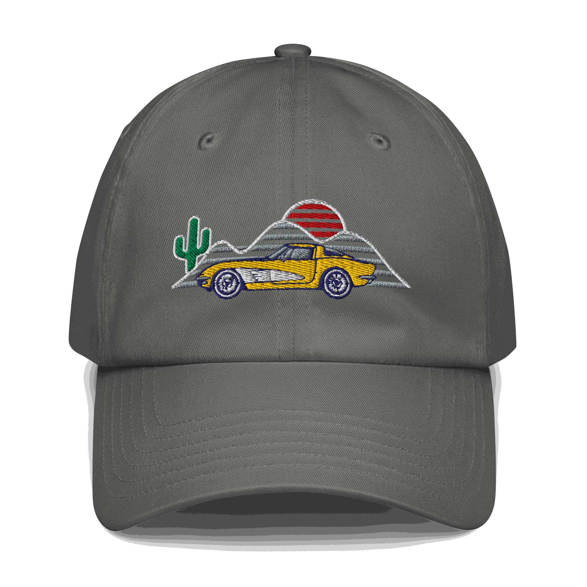 Corvette Sunset Cap C1 Emblem Embroidered Automotive Hat Yellow