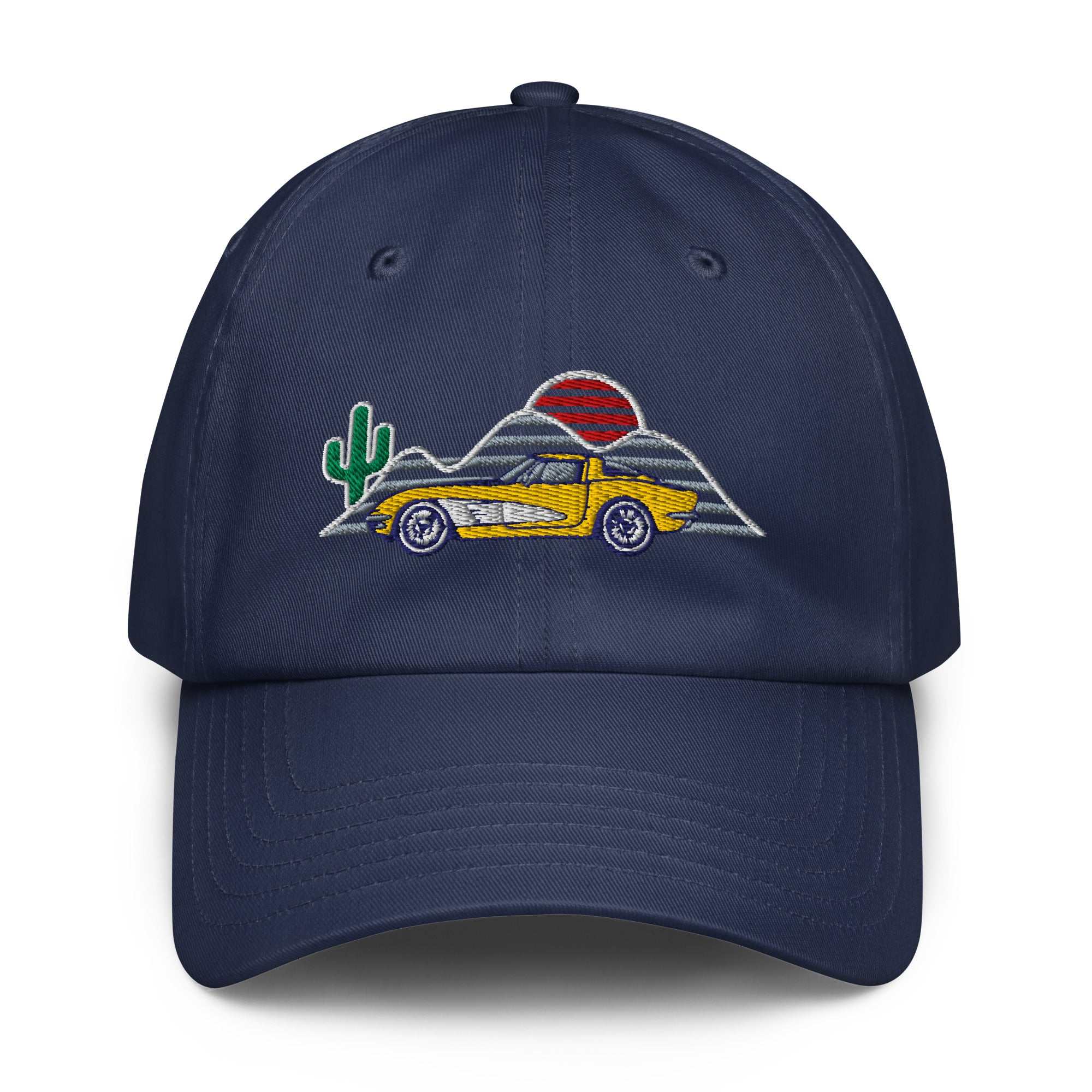 Corvette Sunset Cap C1 Emblem Embroidered Automotive Hat Yellow