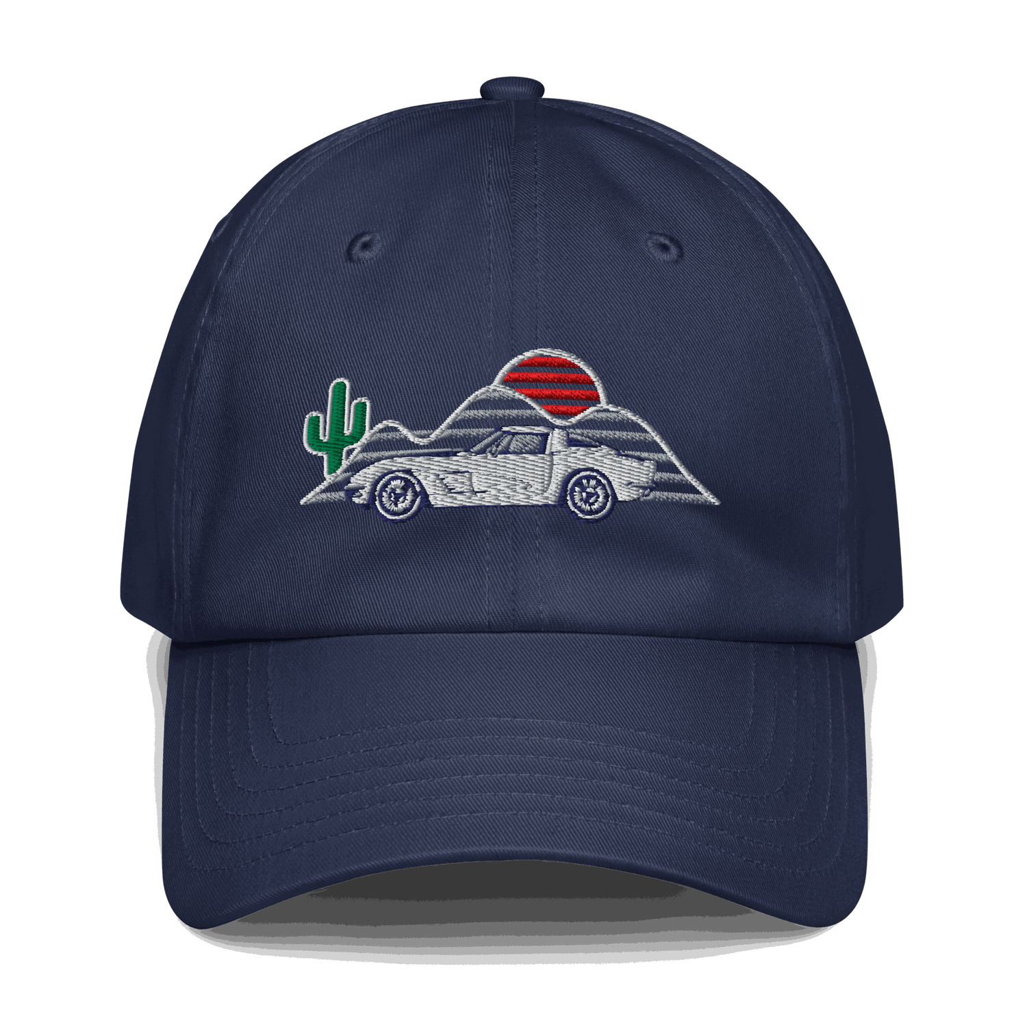 Corvette Sunset Hat – Embroidered Automotive Hat Car Enthusiasts Blue