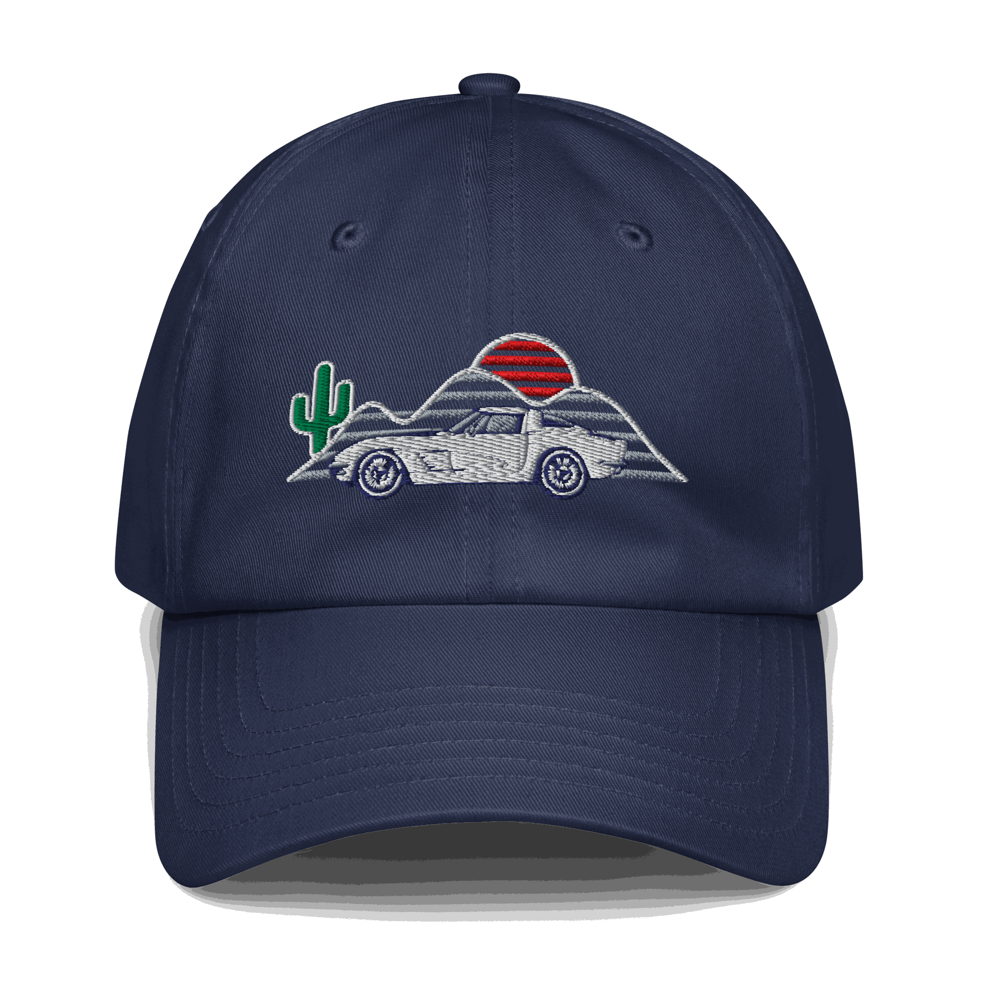 Corvette Sunset Hat with colorful embroidered design for car enthusiasts