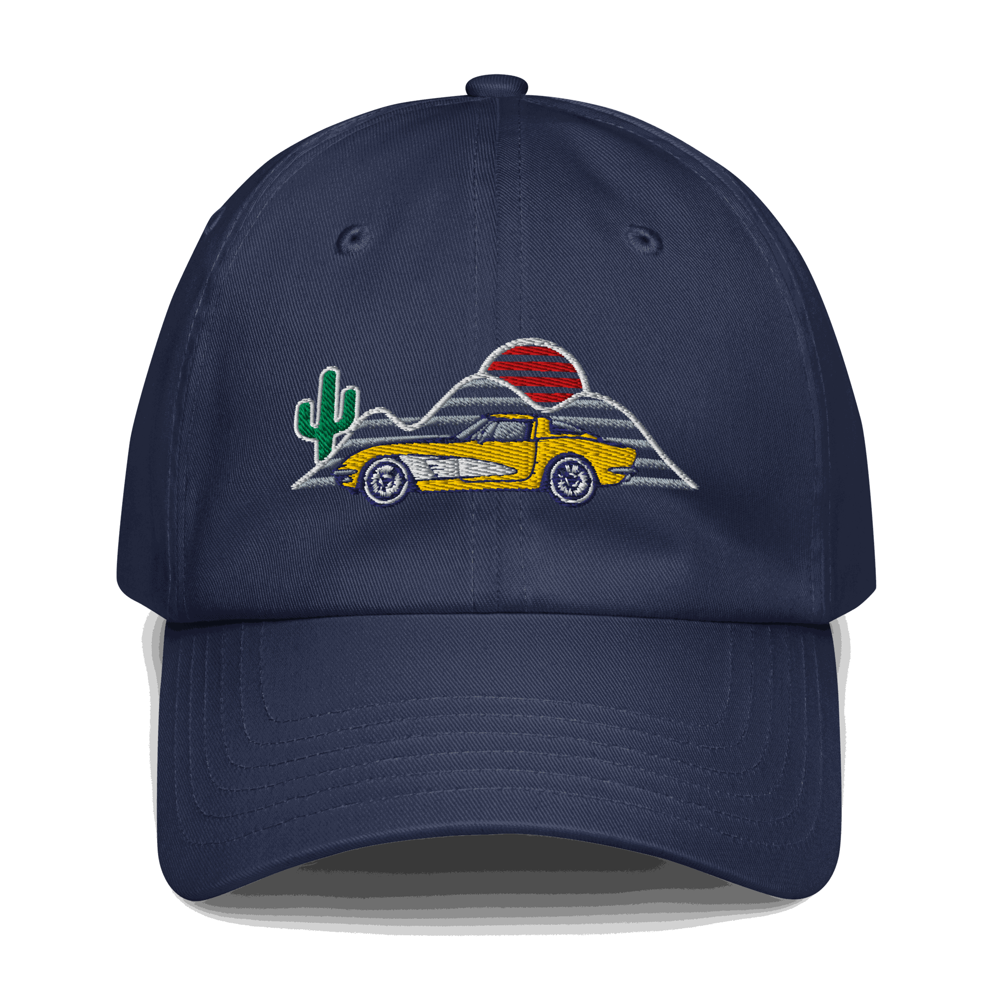 Corvette Sunset Cap C1 Emblem Embroidered Automotive Hat Yellow