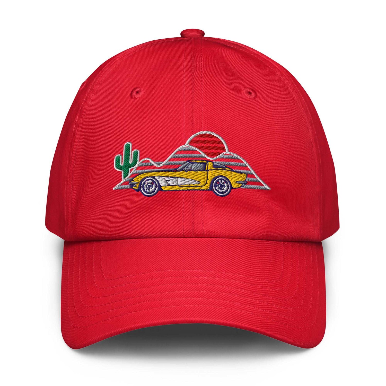 Corvette Sunset Cap C1 Emblem Embroidered Automotive Hat Yellow