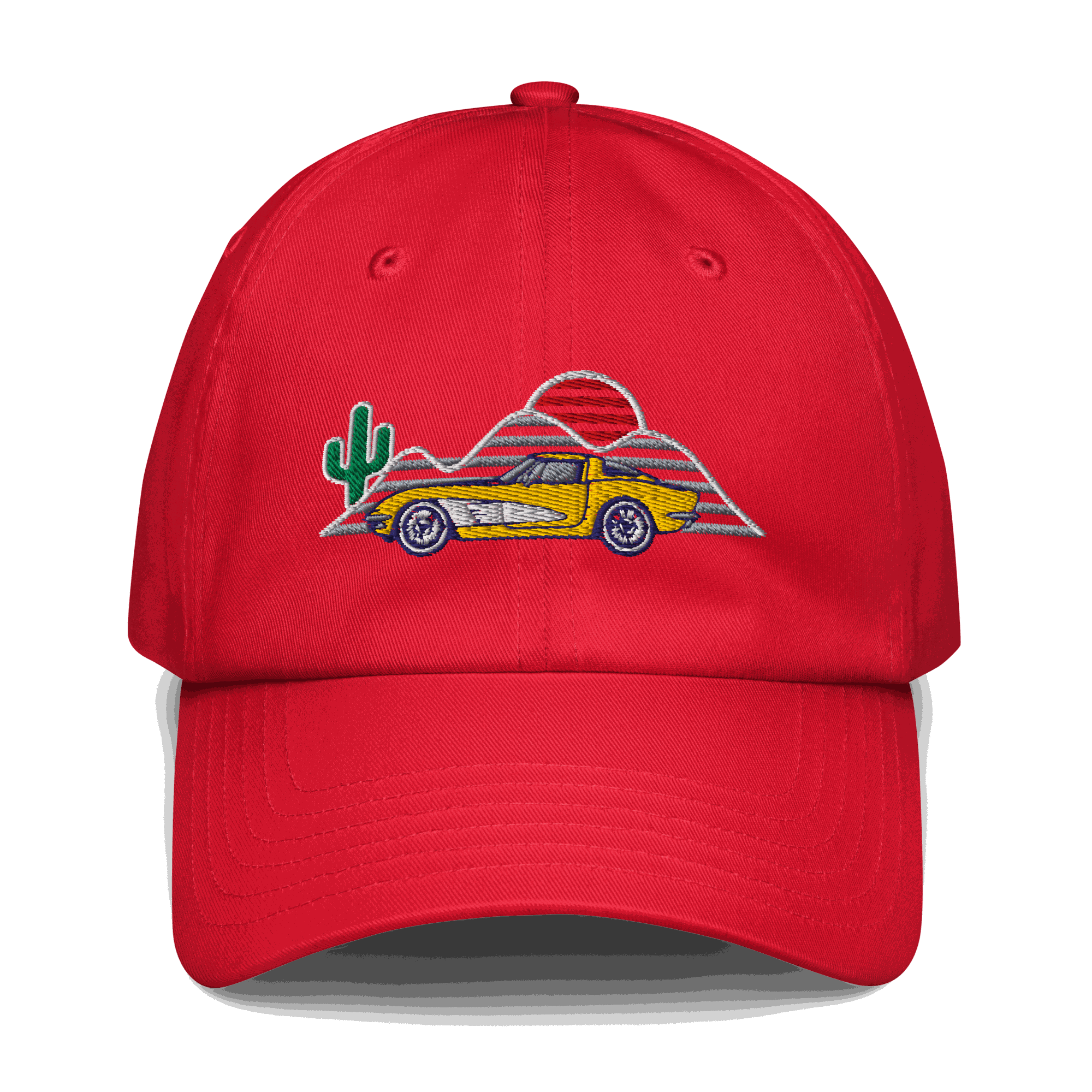 Corvette Sunset Cap C1 Emblem Embroidered Automotive Hat Yellow