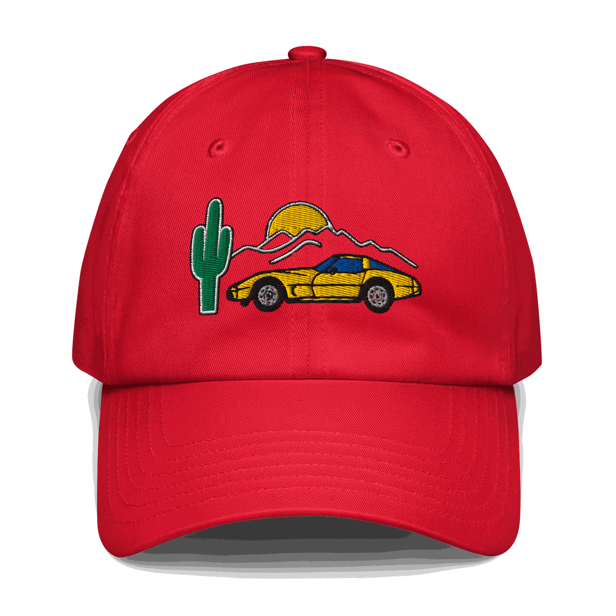 Corvette Sunset Cap C1 Emblem Embroidered Automotive Hat Yellow