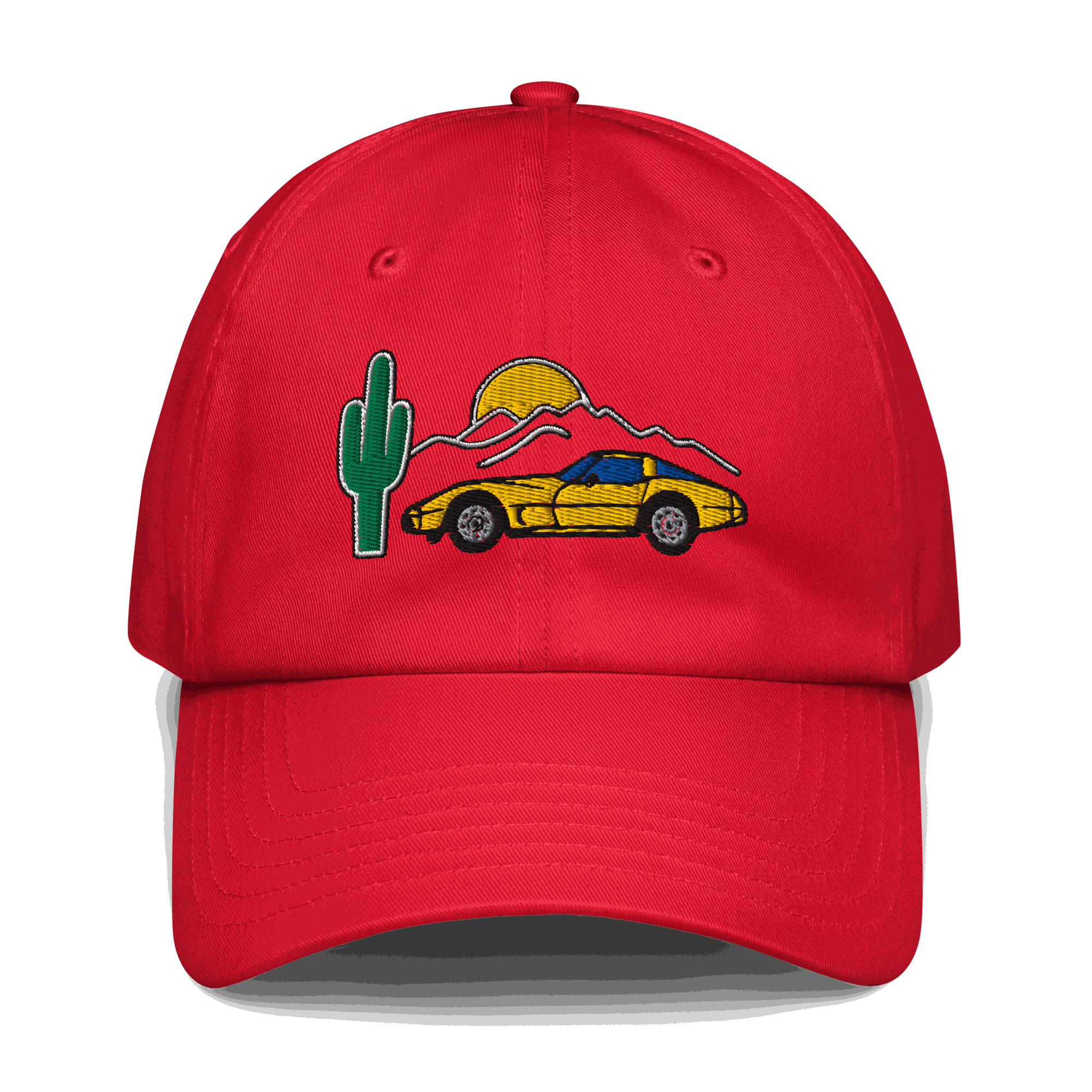 Corvette Sunset Cap C1 Emblem Embroidered Automotive Hat Yellow