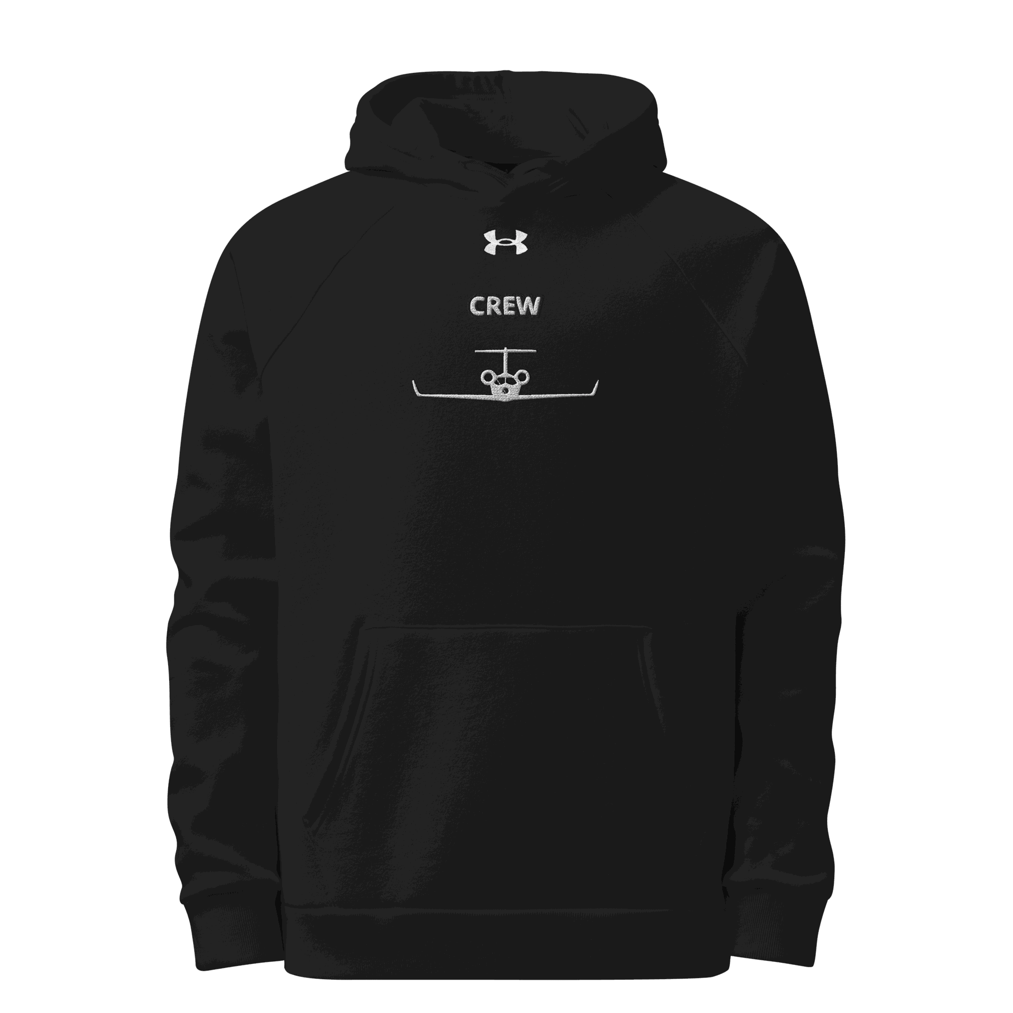 Black Jet Set Crew Under Armour hoodie with front pouch pocket and embroidered logo