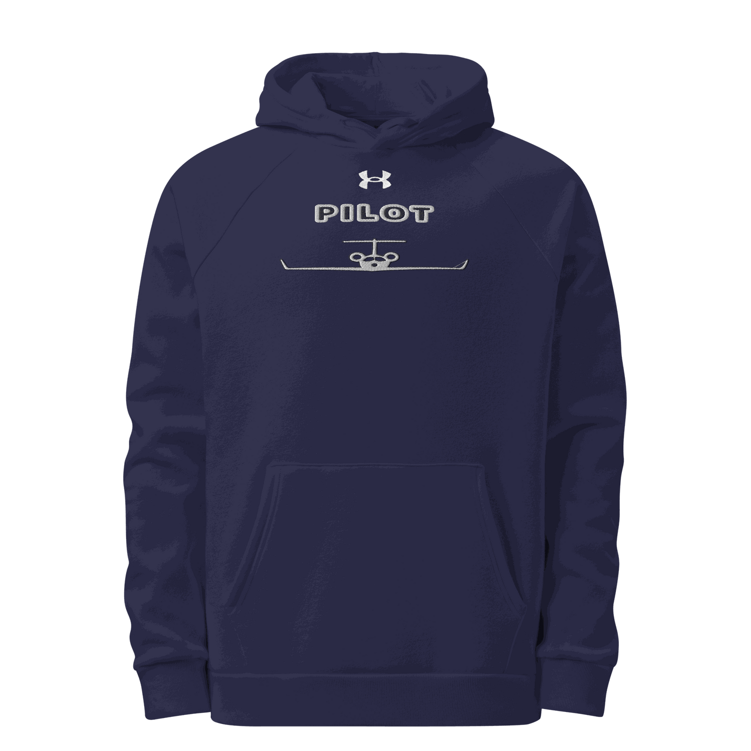 Under Armour Pilot hoodie navy blue with front pouch and embroidered logo