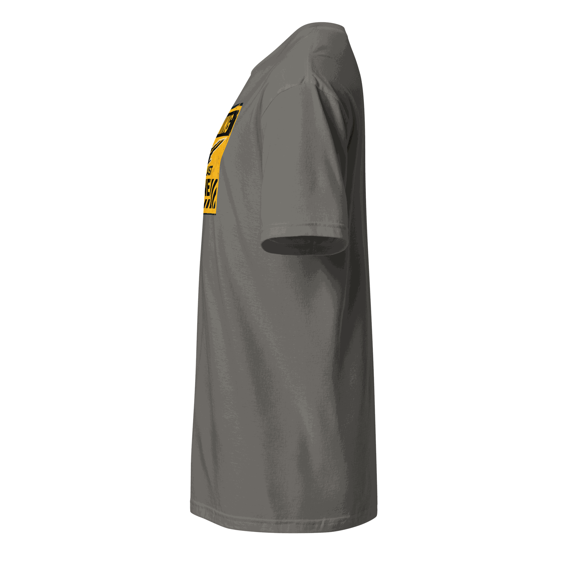 Side view of gray Jet Blast Zone t-shirt for pilot gift