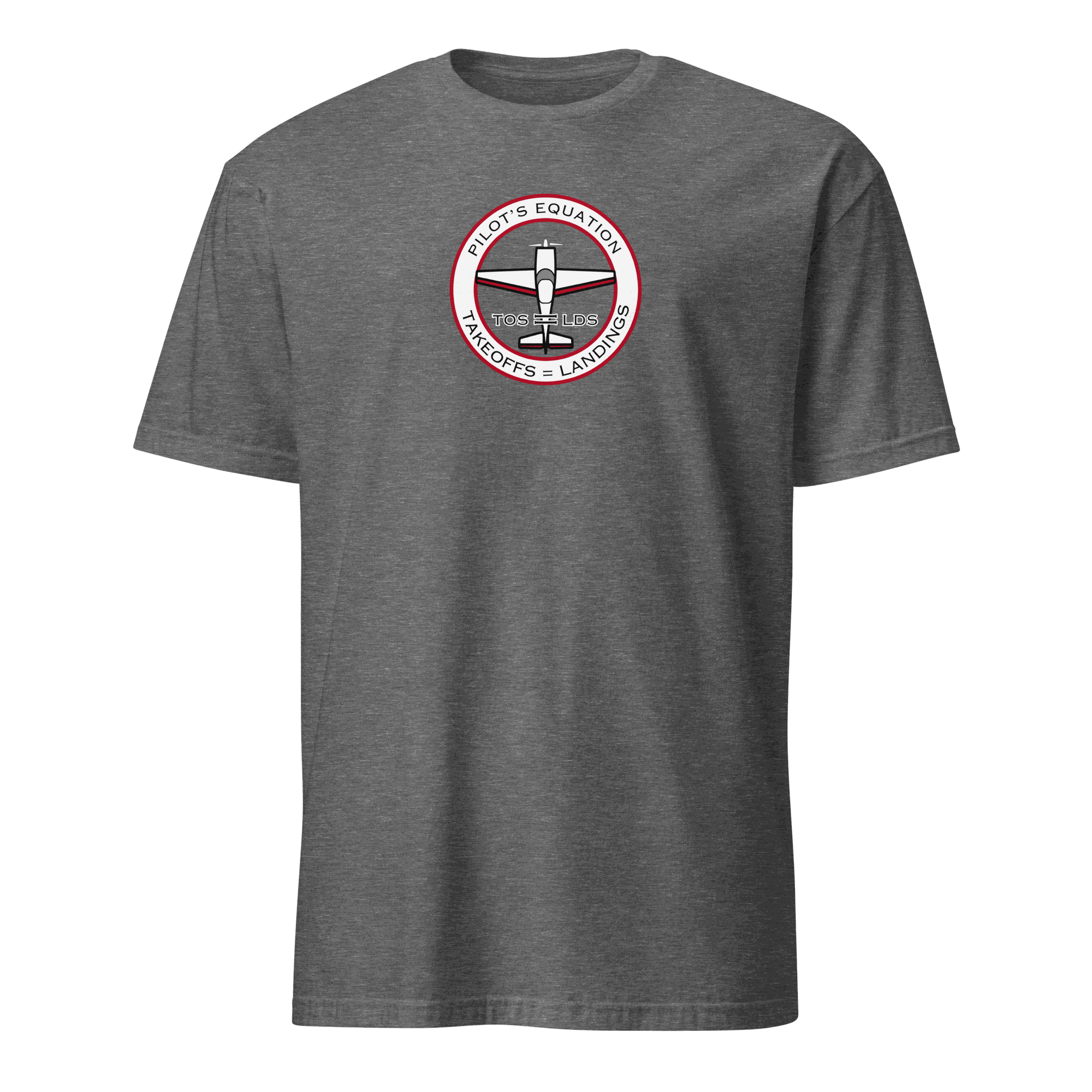 Gray Funny Pilot Math Equation graphic t-shirt with pilot&