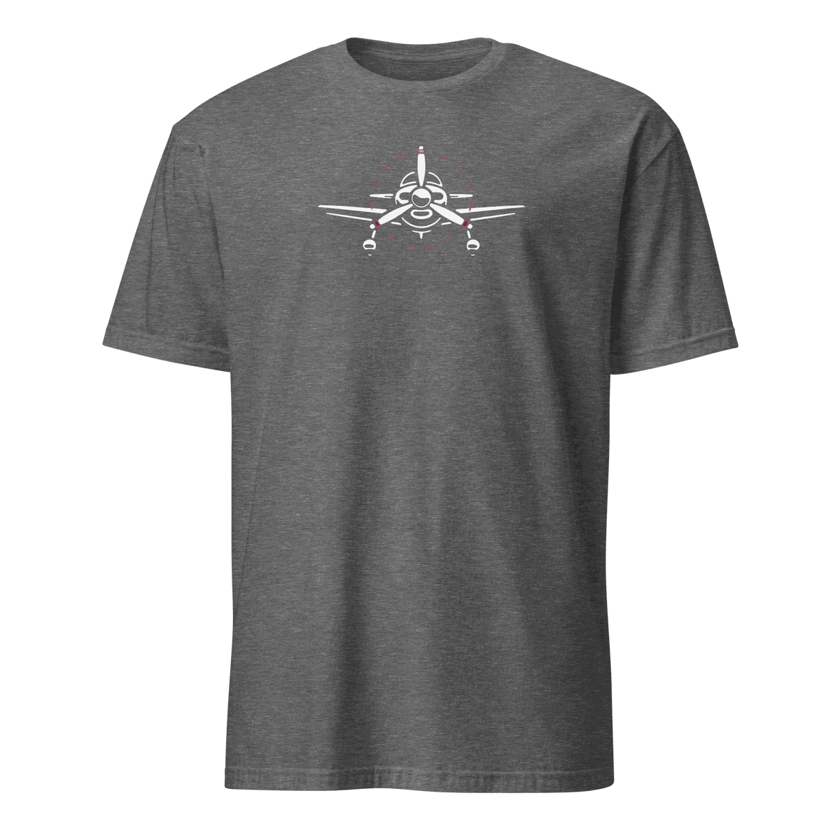 Grey Plane 6 short-sleeve unisex aviation T-shirt with airplane graphic on front