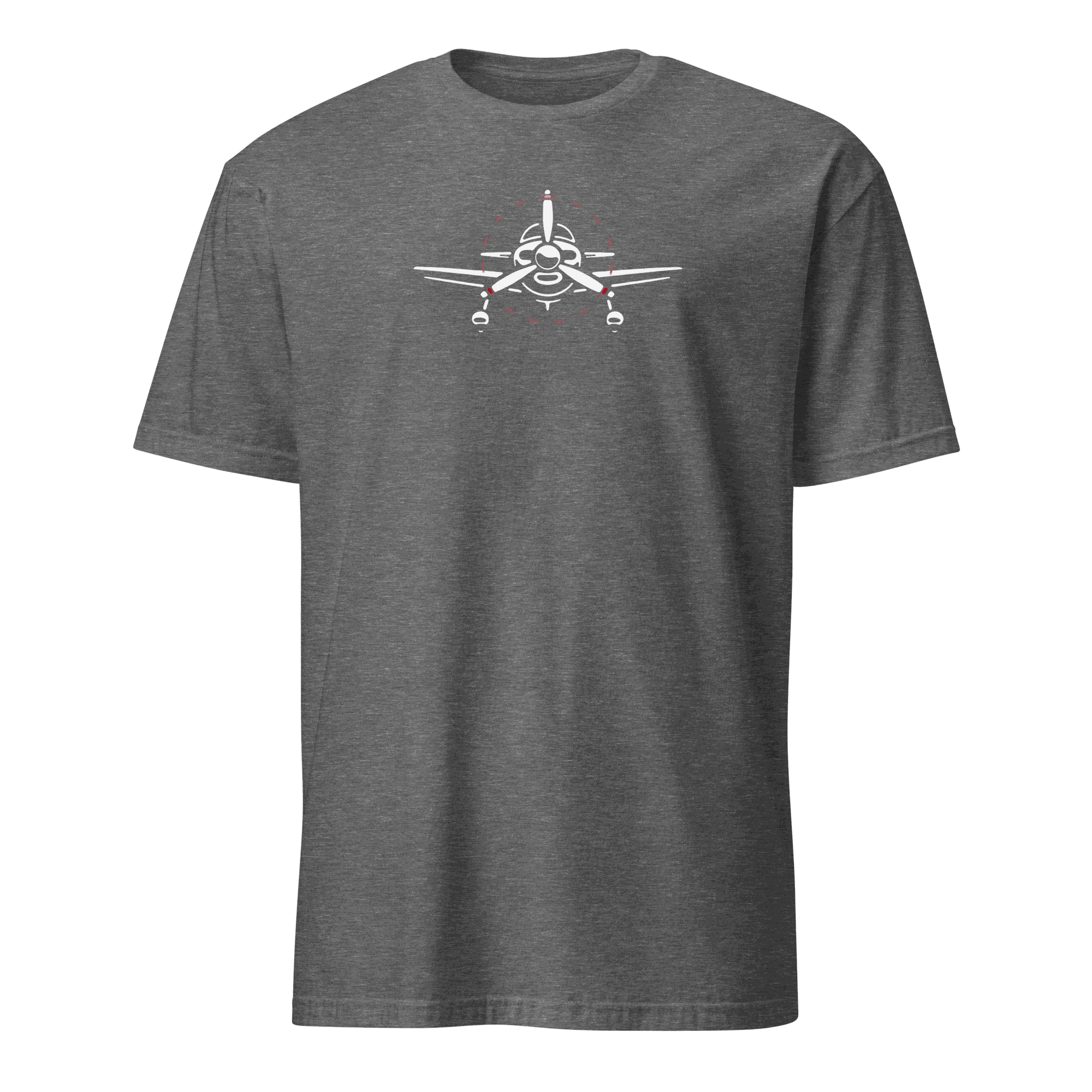 Grey Plane 6 short-sleeve unisex aviation T-shirt with airplane graphic on front