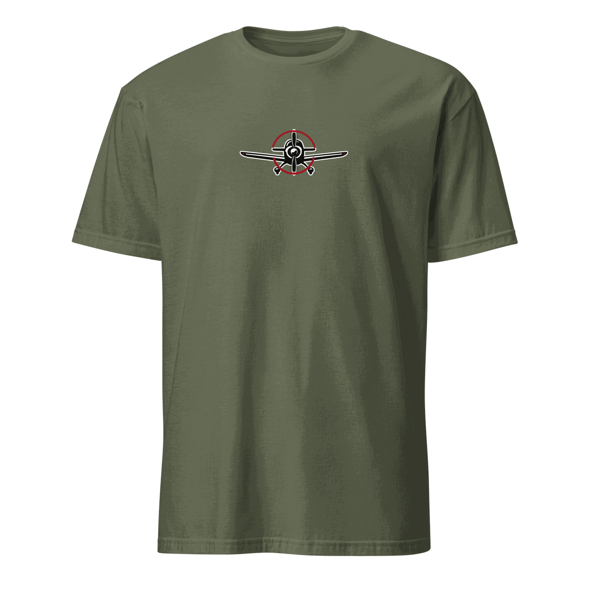 aviation t-shirt for airplane lovers featuring a vintage airplane graphic on a green t-shirt.