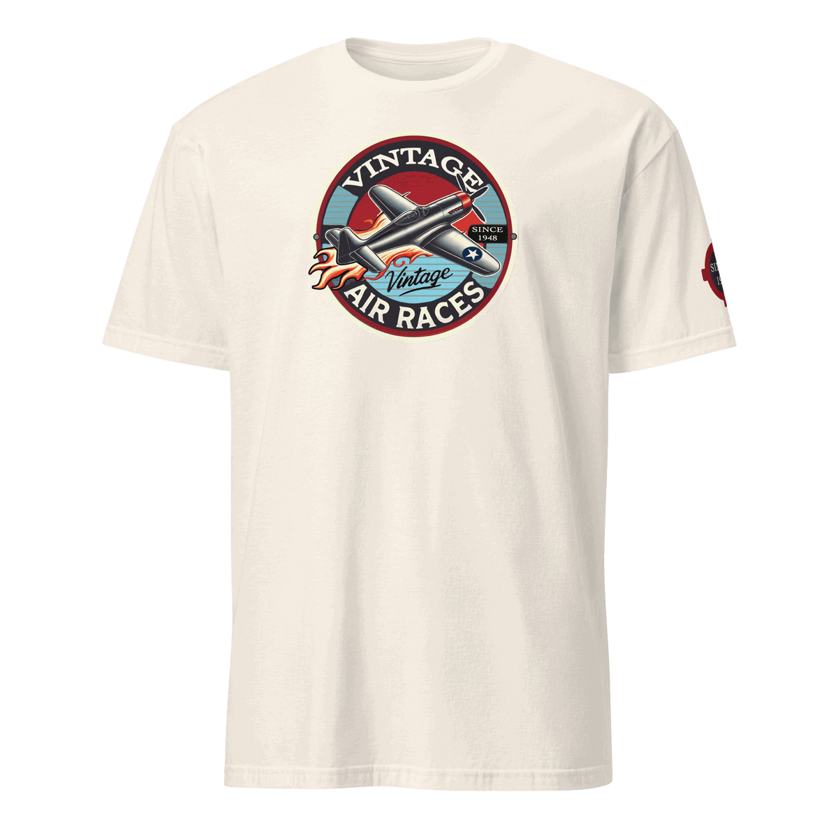 Vintage Air Races T-Shirt with retro plane graphic on white tee, perfect gift for pilots and aviation fans