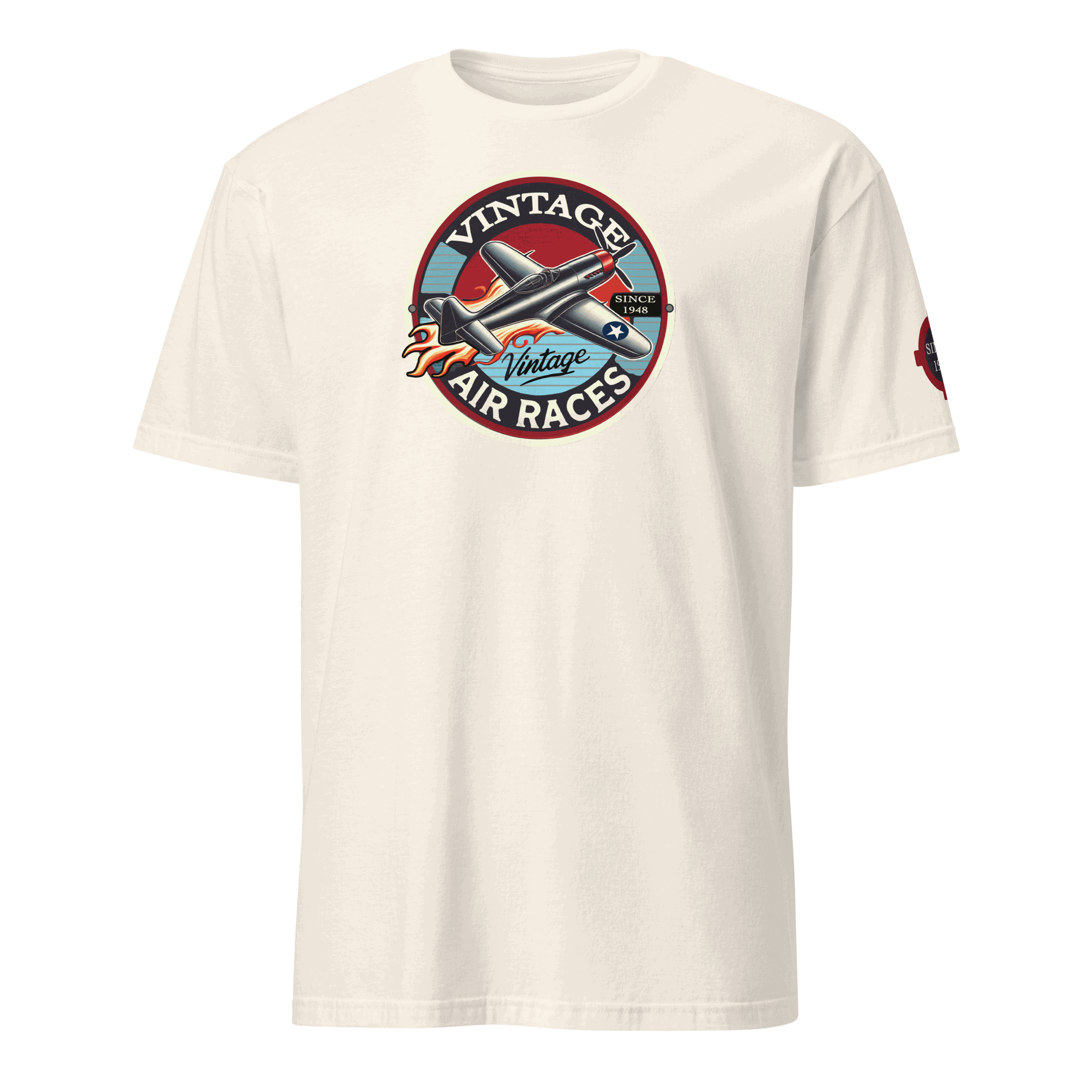 Vintage Air Races T-Shirt with retro plane graphic on white tee, perfect gift for pilots and aviation fans